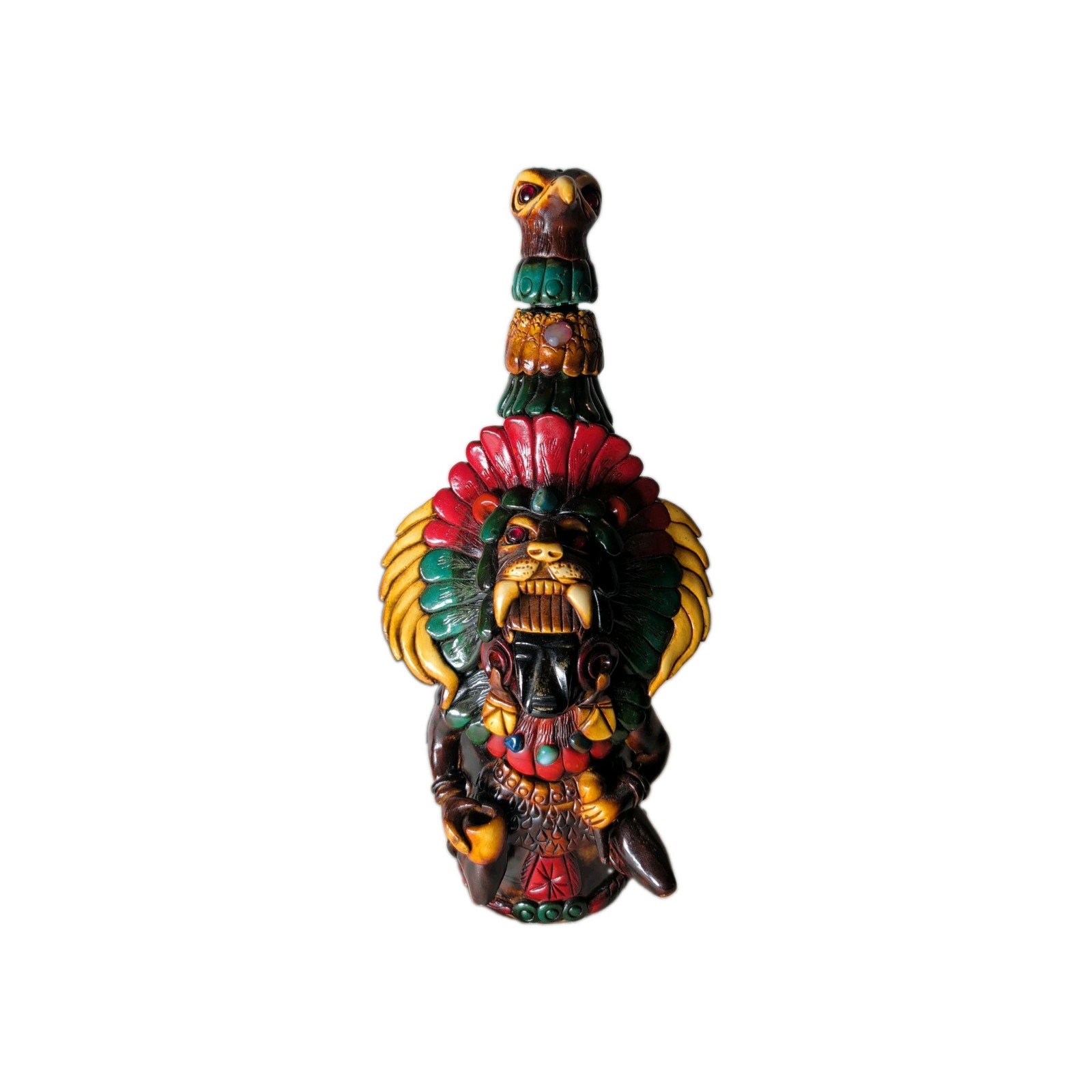 VTG 1987 Mexican Folk Art Terracotta Clay Tequila Decanter & Shot Set - Mexico