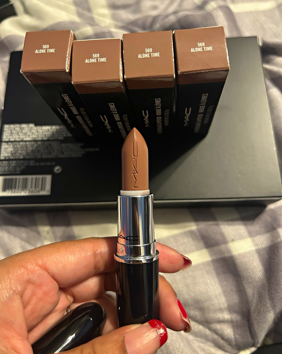 Original M·A·C Lustreglass Lipstick Stick - 569 Alone Time Nude 0.1 oz / 3 g