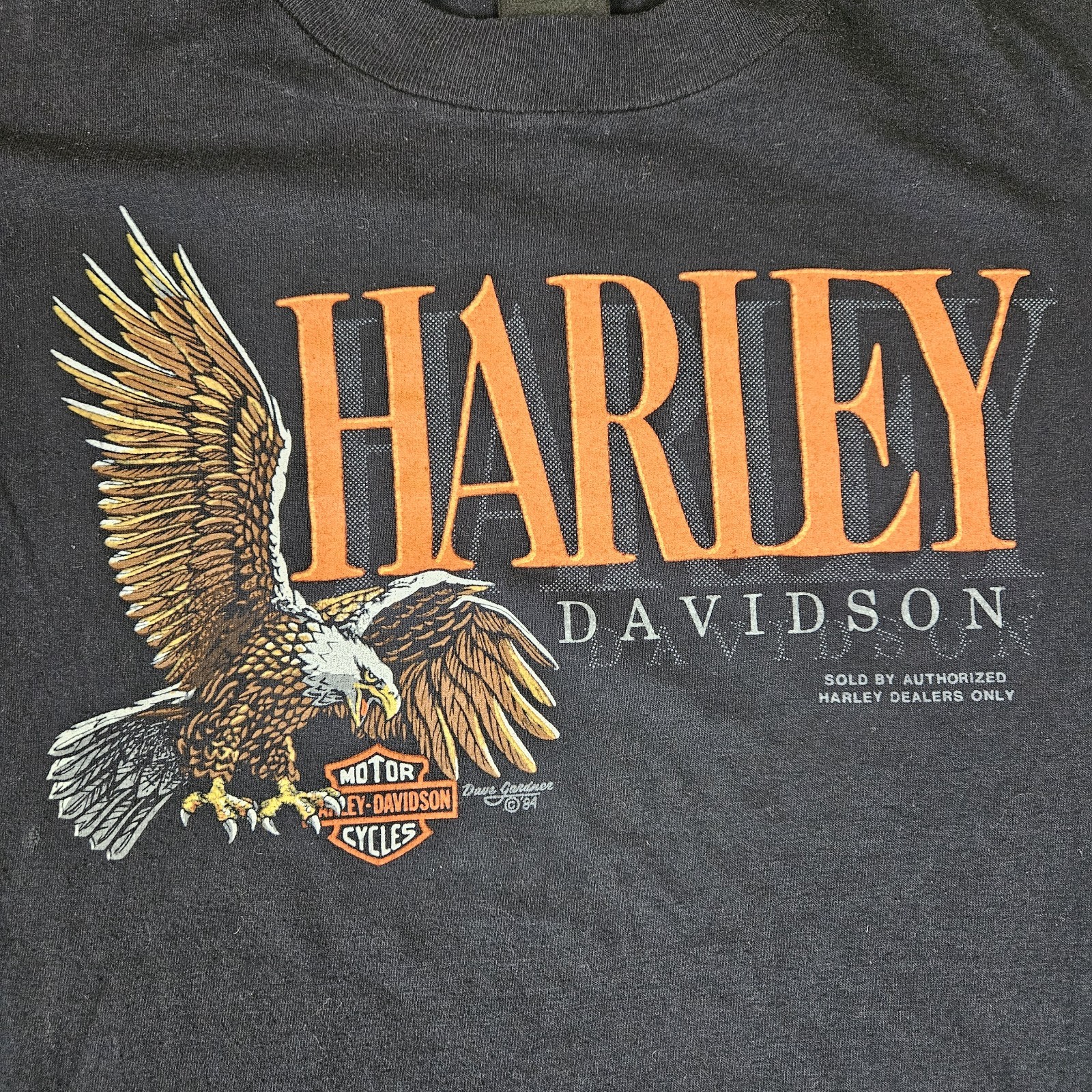 1984 RARE Harley Davidson 3D Emblem Eagle Flying Shirt Mens Large Dave Gardner