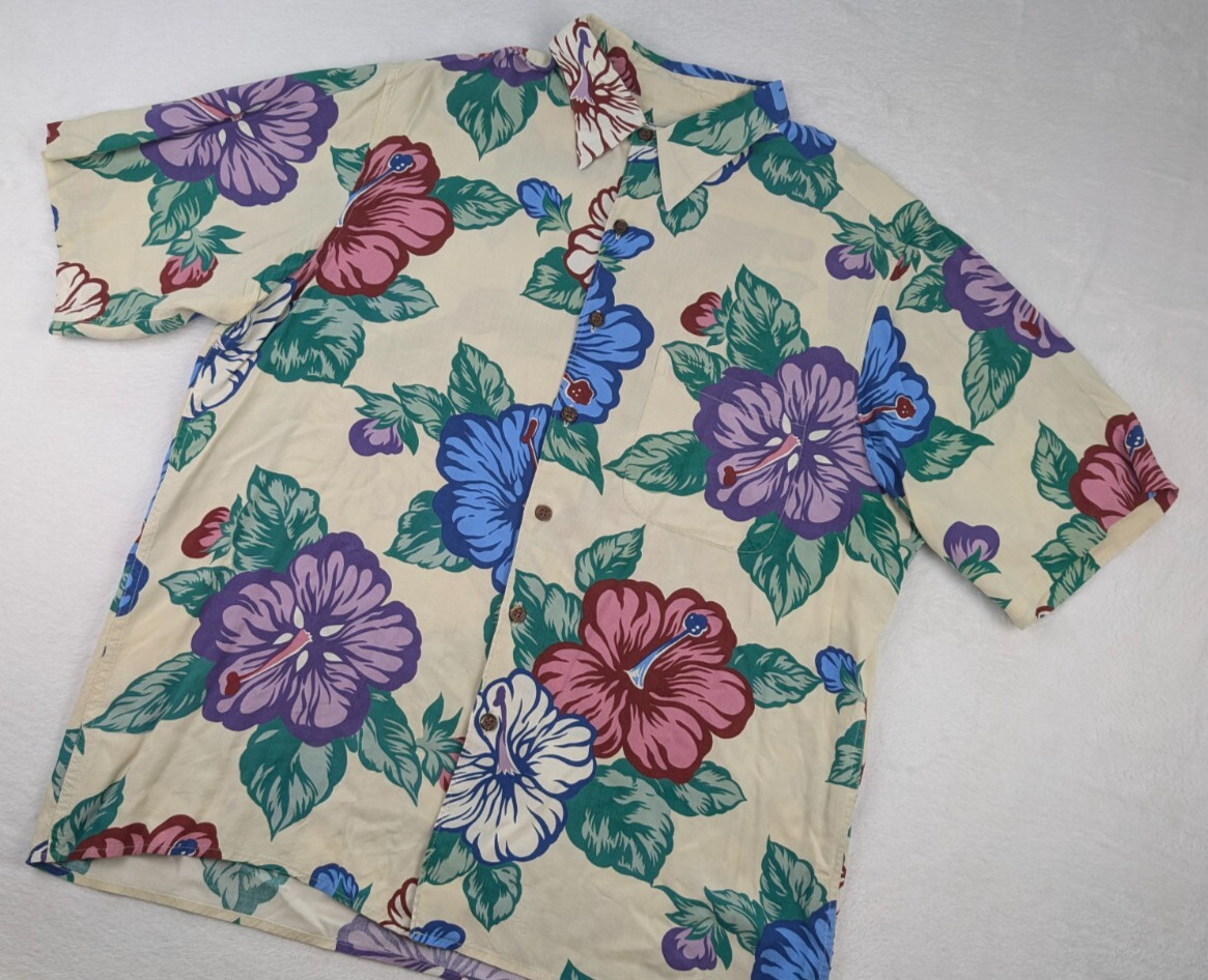 Vtg Reyn Spooner Floral Hawaiian Shirt Mens Medium Rayon Hibiscus