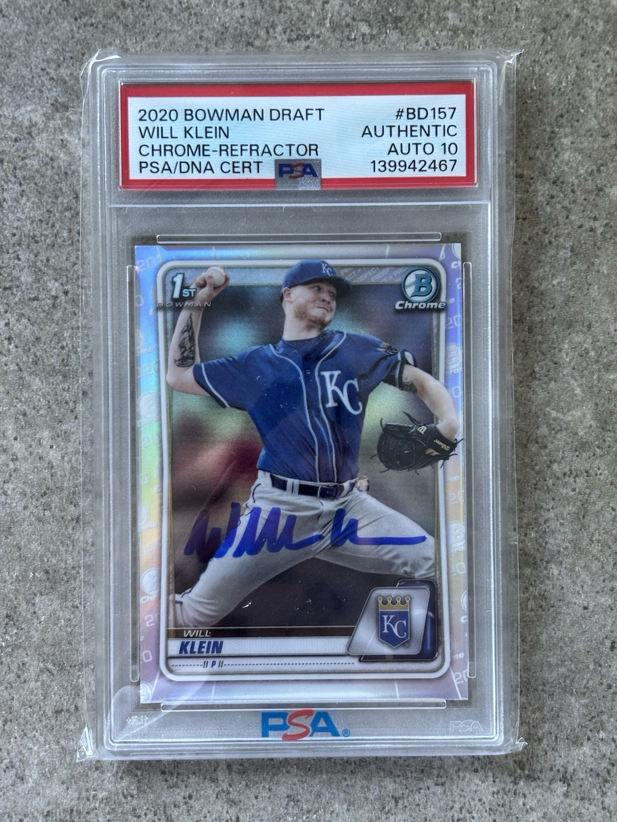 2020 Bowman Chrome Refractor Will Klein Signed IP Autograph PSA 10 Authentic 2020 Bowman Chrome Refractor Will Klein Signed IP Autograph PSA 10 Authentic