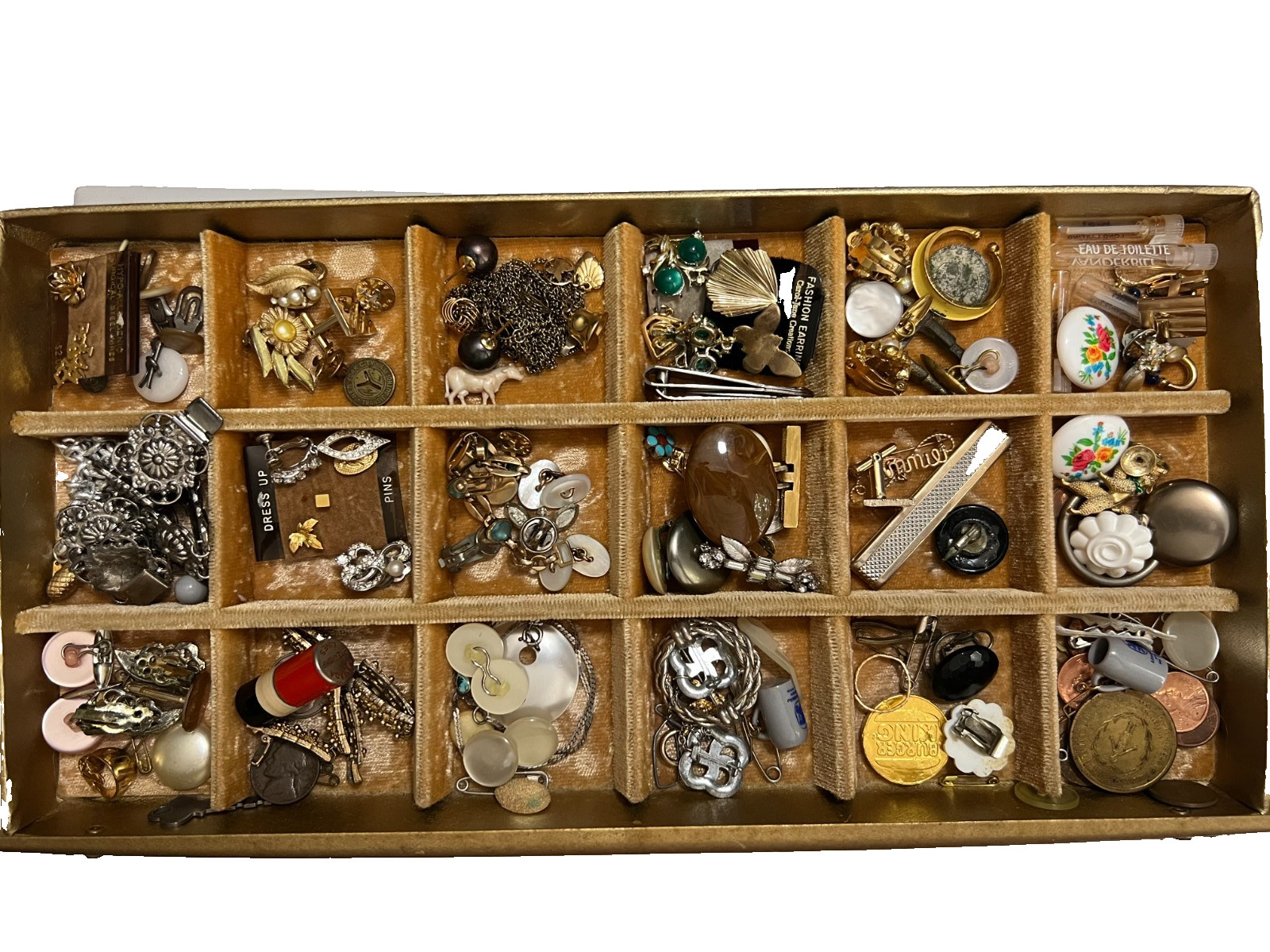 Vintage Jewelry Junk Drawer Lot Pins Earrings Cufflinks Charms Parts Repair