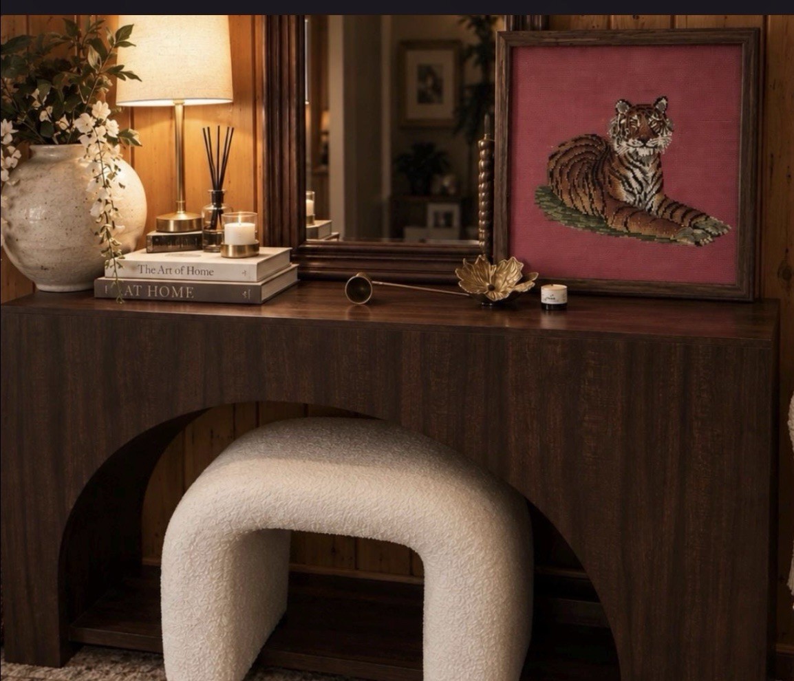 Vintage 1970s Framed Tiger Needlepoint Vintage 1970s Framed Tiger Needlepoint