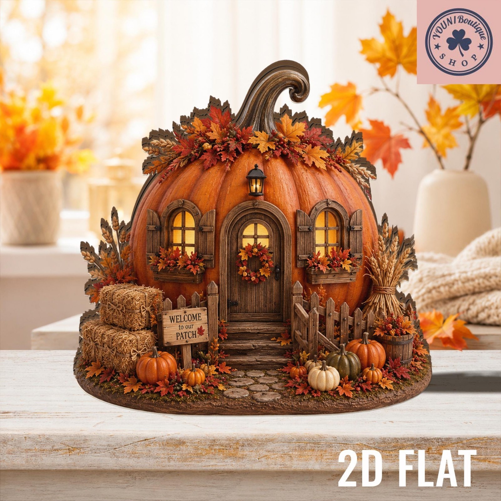 Fall Pumpkin Cottage Decor, Rustic Harvest Farmhouse Accent, Cozy Home Accent