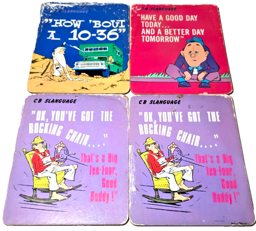 Vintage 1970s Set of Four Cardboard Novelty CB Slanuage Display Placards Lot Vintage 1970s Set of Four Cardboard Novelty CB Slanuage Display Placards Lot