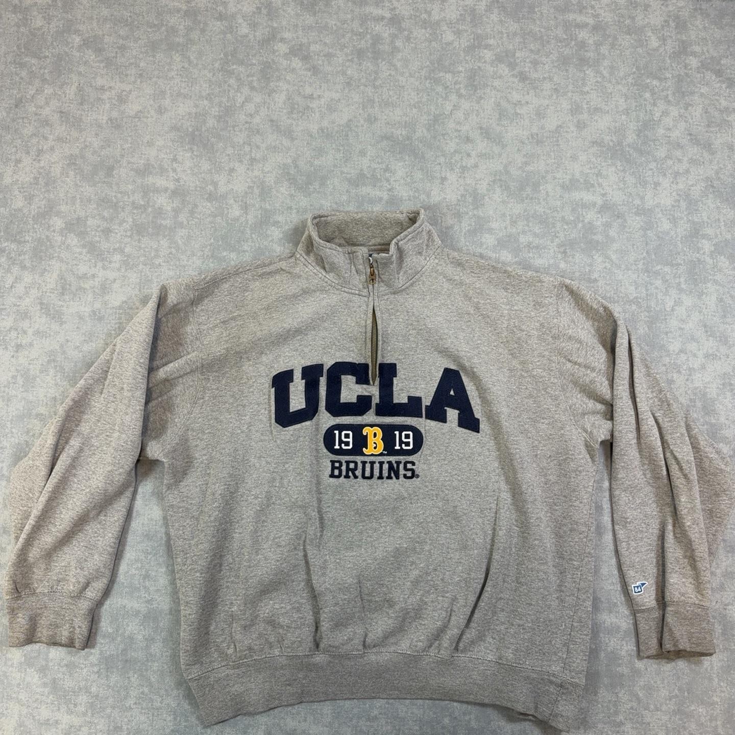 UCLA Bruins Sweatshirt Mens Gray NCAA College Quarter Zip Fleece Pullover