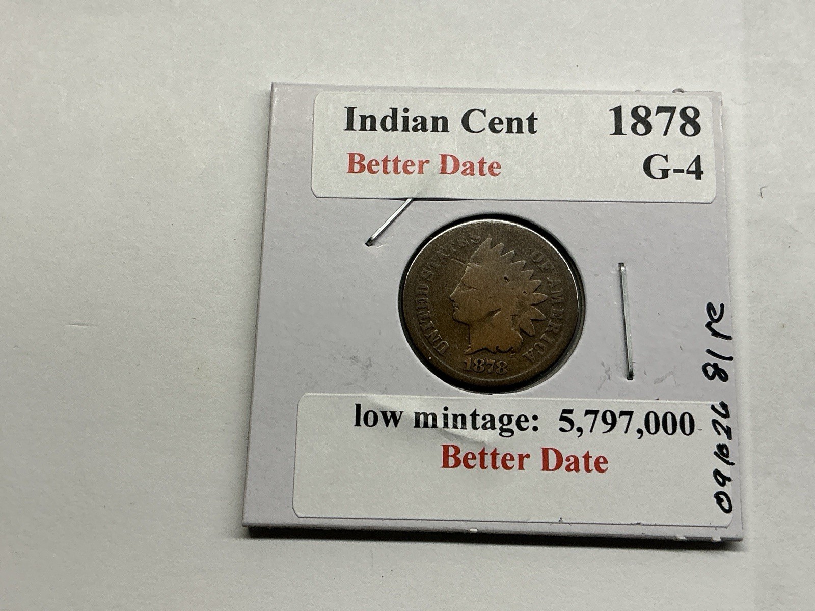 1878 Indian Head Penny Small Cent Key Date 091026 82re
