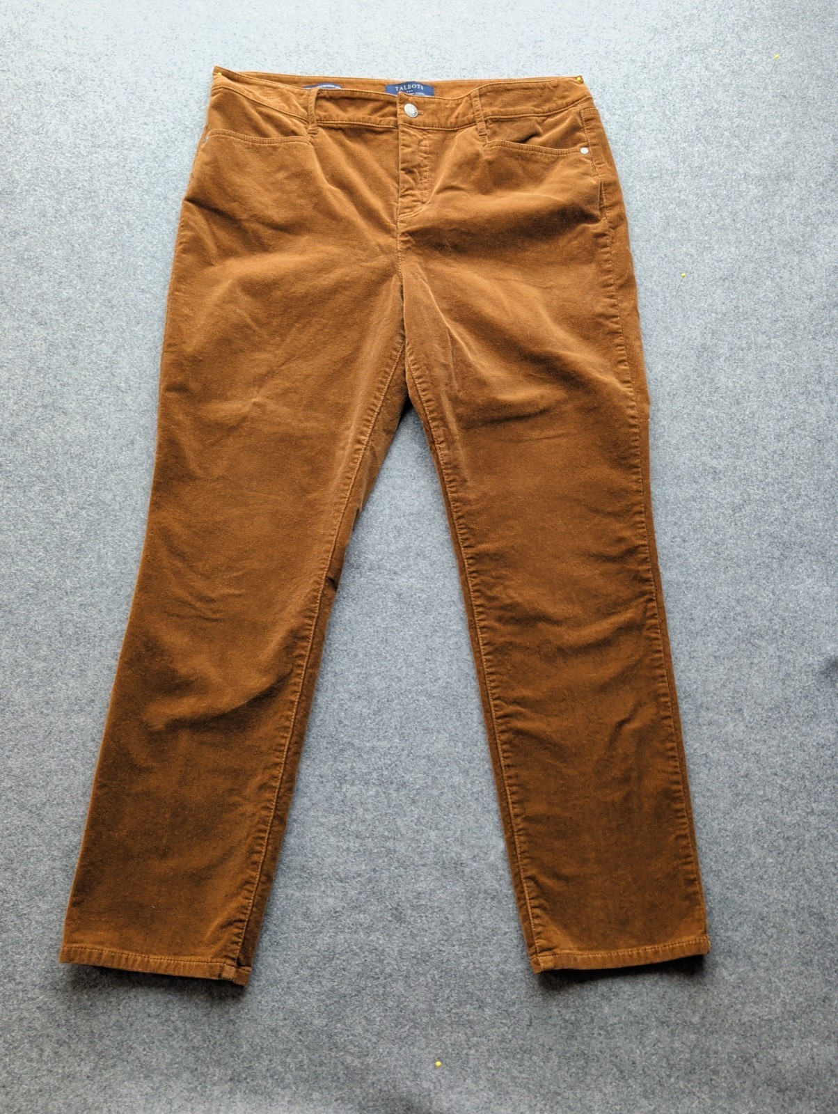 Talbots  Women\'s Corduroy Pants Brown  Size 14 High Waist Straight Leg