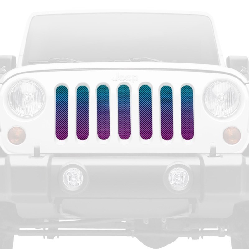 For Jeep Wrangler JK 18 1-Pc Ombre Style Teal/Purple Perforated Main Grille