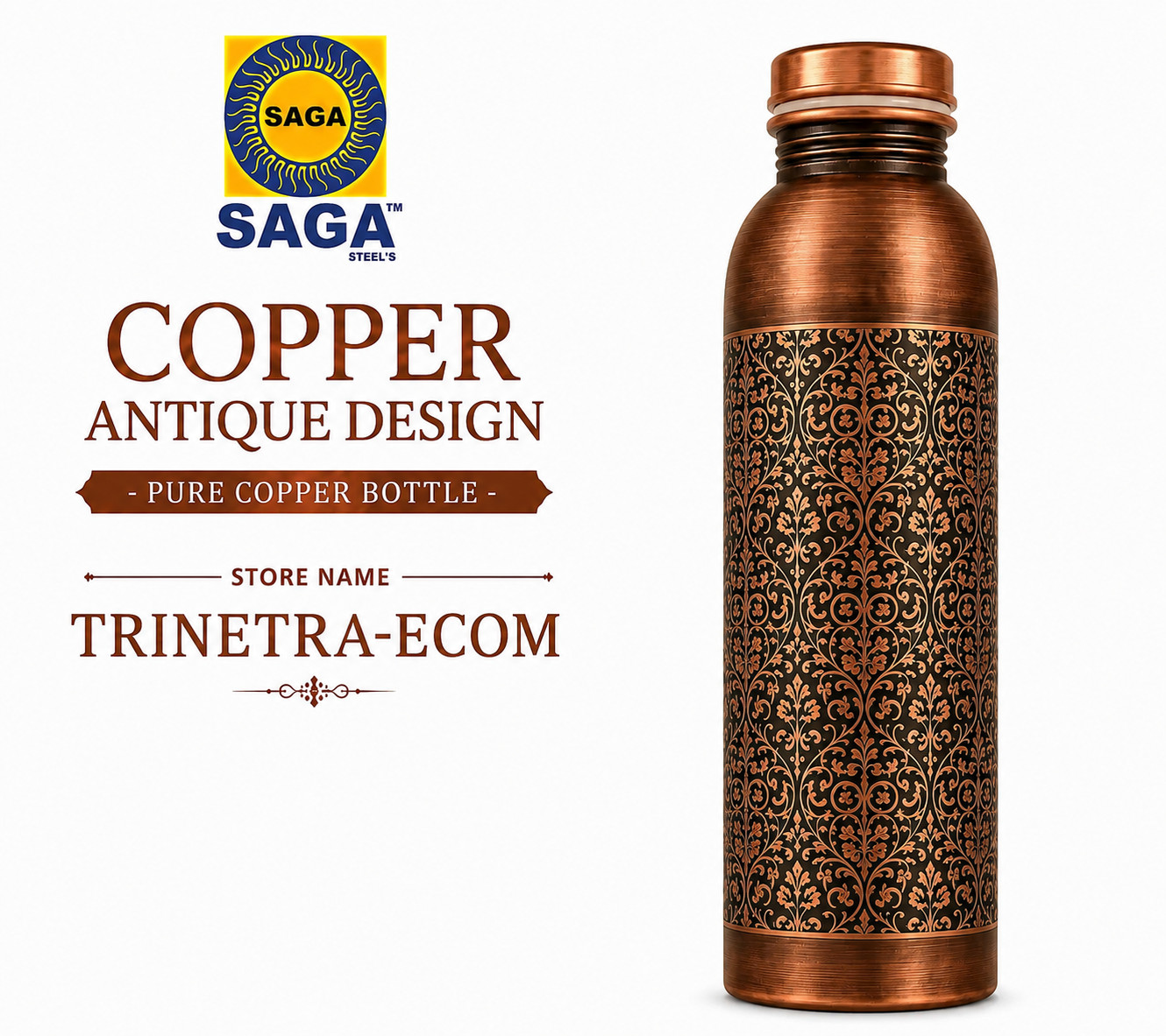 Antique Pure Copper Bottle /Ayurvedic benefits/ for home, office- Fast dispatch
