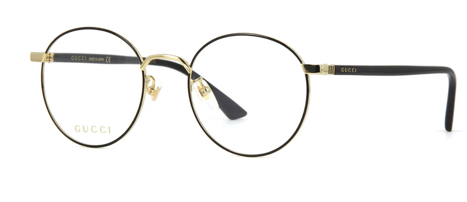 New GUCCI GG0297OK 003 52mm Black Gold Panto Eyeglasses Frames Japan Unisex