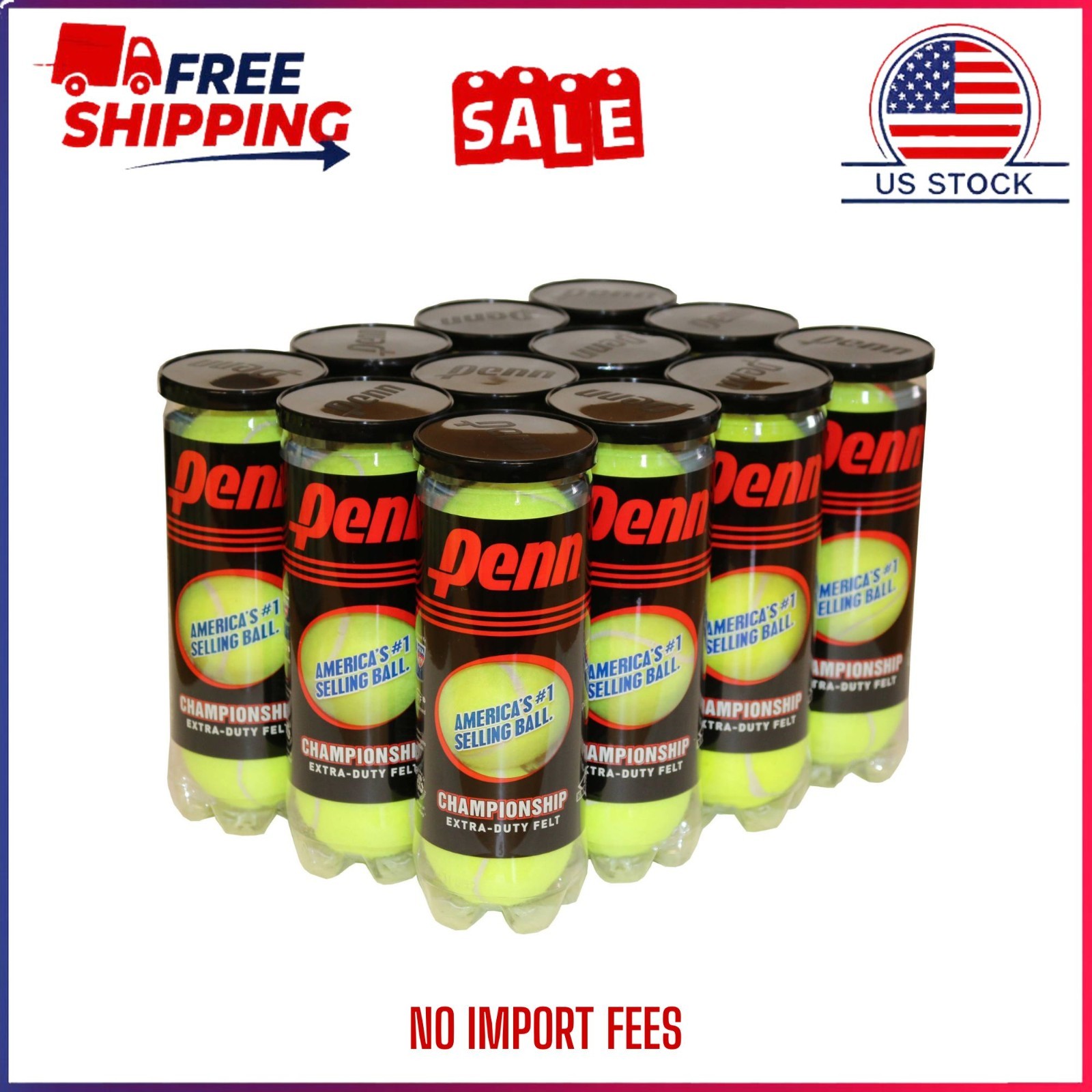 Penn Championship Extra Duty Tennis Balls (12 Cans, 36 Balls)