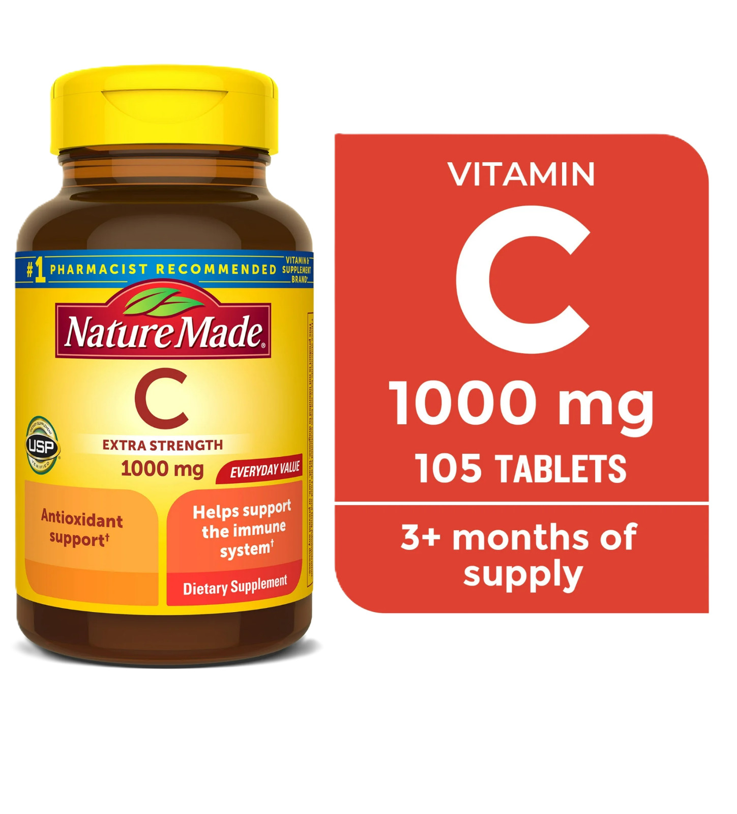 Nature Made Extra Strength Vitamin C 1000 mg Tablets, Dietary Supplement, 105 Ct Nature Made Extra Strength Vitamin C 1000 mg Tablets, Dietary Supplement, 105 Ct