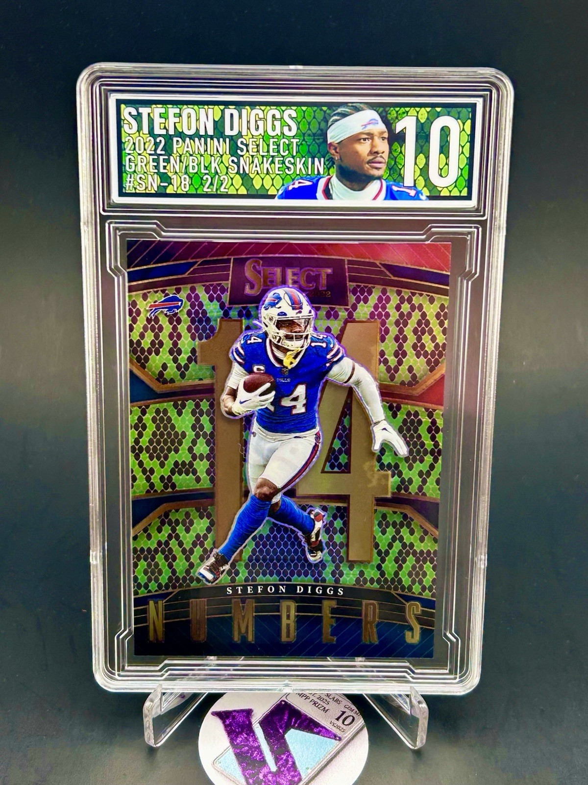 2022 Panini Select Stefon Diggs SN-18 Green/Black Snakeskin 2/2 EGC 10 GEM MINT