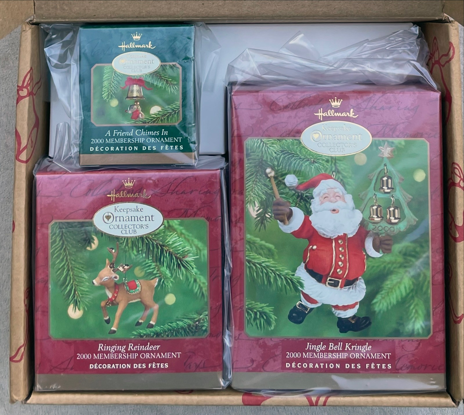 NIB 2000 Hallmark Keepsake Ornament Collectors Club Membership Kit 3 Ornaments