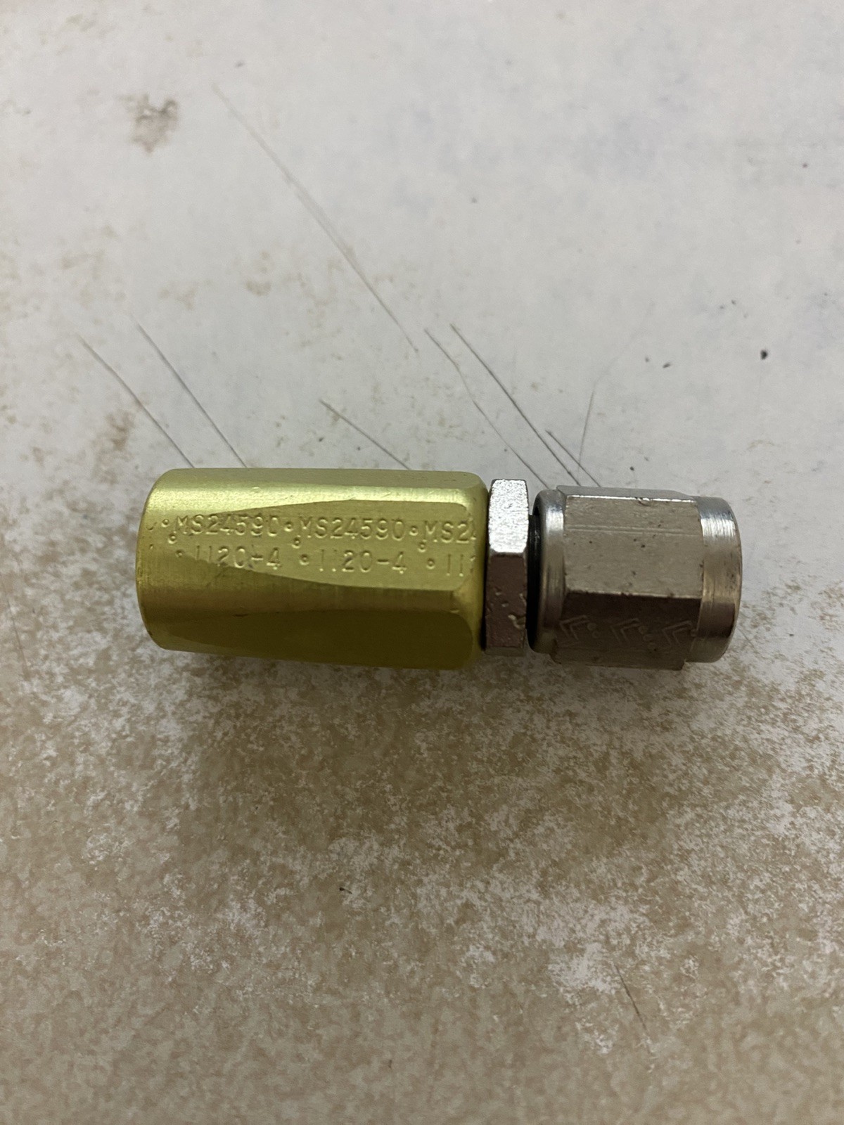 Aeroquip Hydraulic Hose Fitting Assembly MS24587-4 491-4 Aircraft Stratoflex Aeroquip Hydraulic Hose Fitting Assembly MS24587-4 491-4 Aircraft Stratoflex