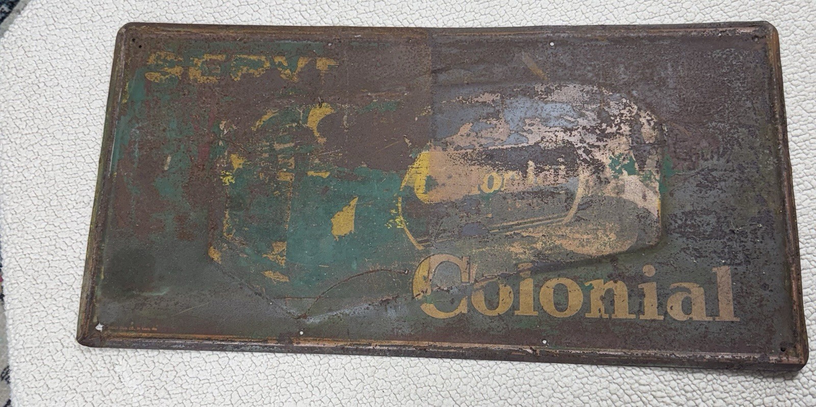 Vintage Original Serve Colonial Bread Metal Advertising Sign Antique 28\