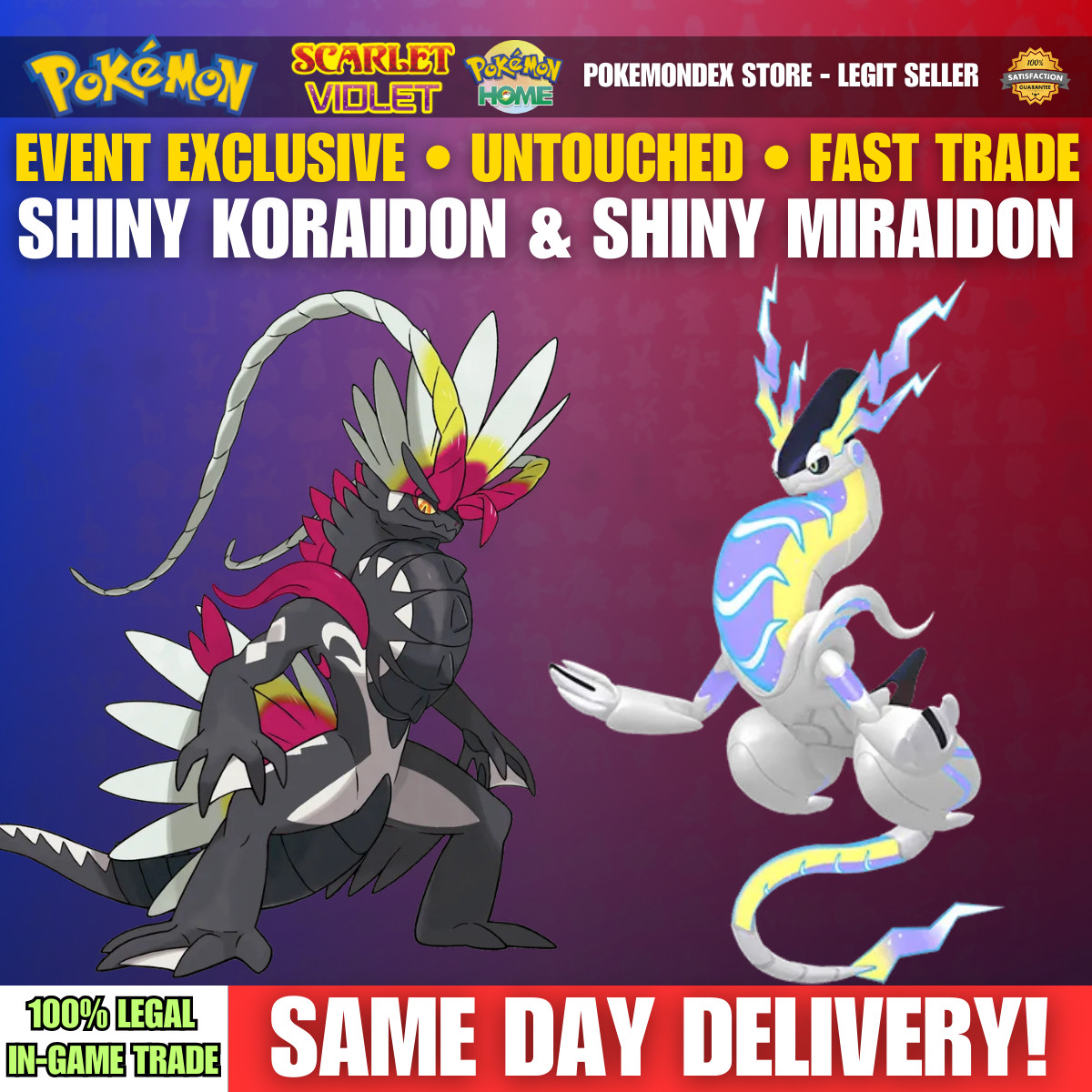 Pokemon SCARLET & VIOLET ✨ SHINY KORAIDON & SHINY MIRAIDON ✨ EXCLUSIVE ✨ Pokemon SCARLET & VIOLET ✨ SHINY KORAIDON & SHINY MIRAIDON ✨ EXCLUSIVE ✨