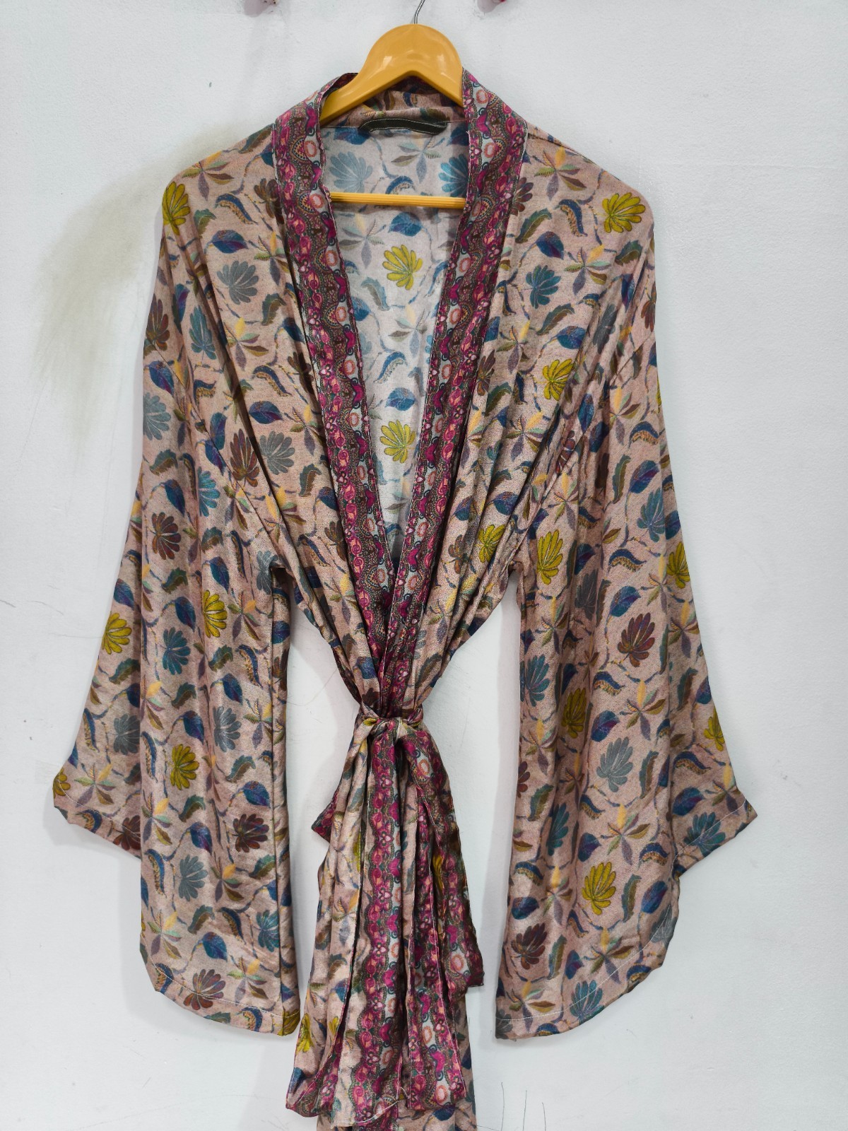 Ankle Length Silk Kimono Robe For Her L-1649
