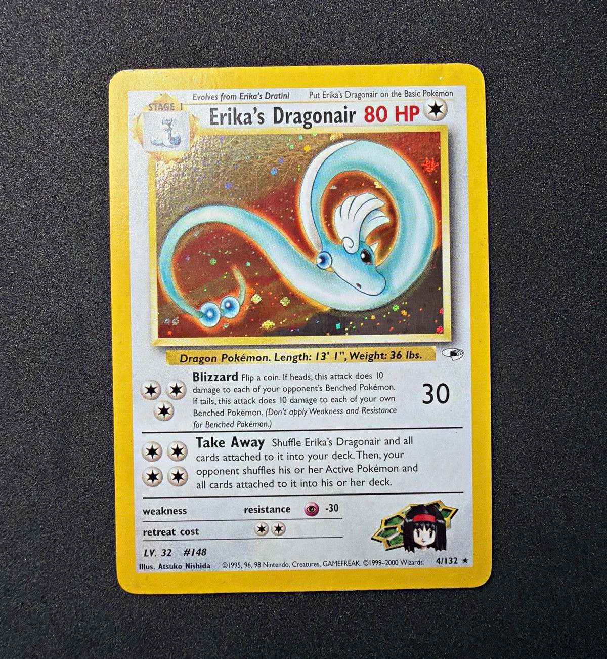 Erika\'s Dragonair 4/132 Gym Heroes Holo Rare Unlimited English 2000 LP- 💎