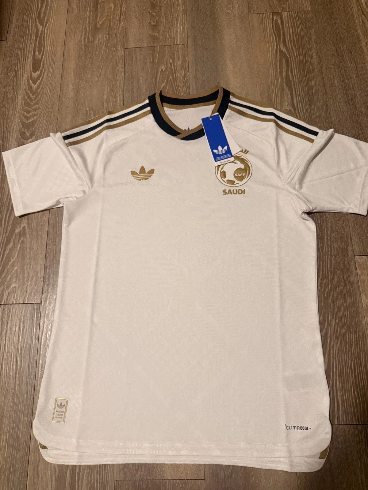 Saudi Arabia SAFF Authentic Player Version Away Jersey White/Gold Men’s Size M