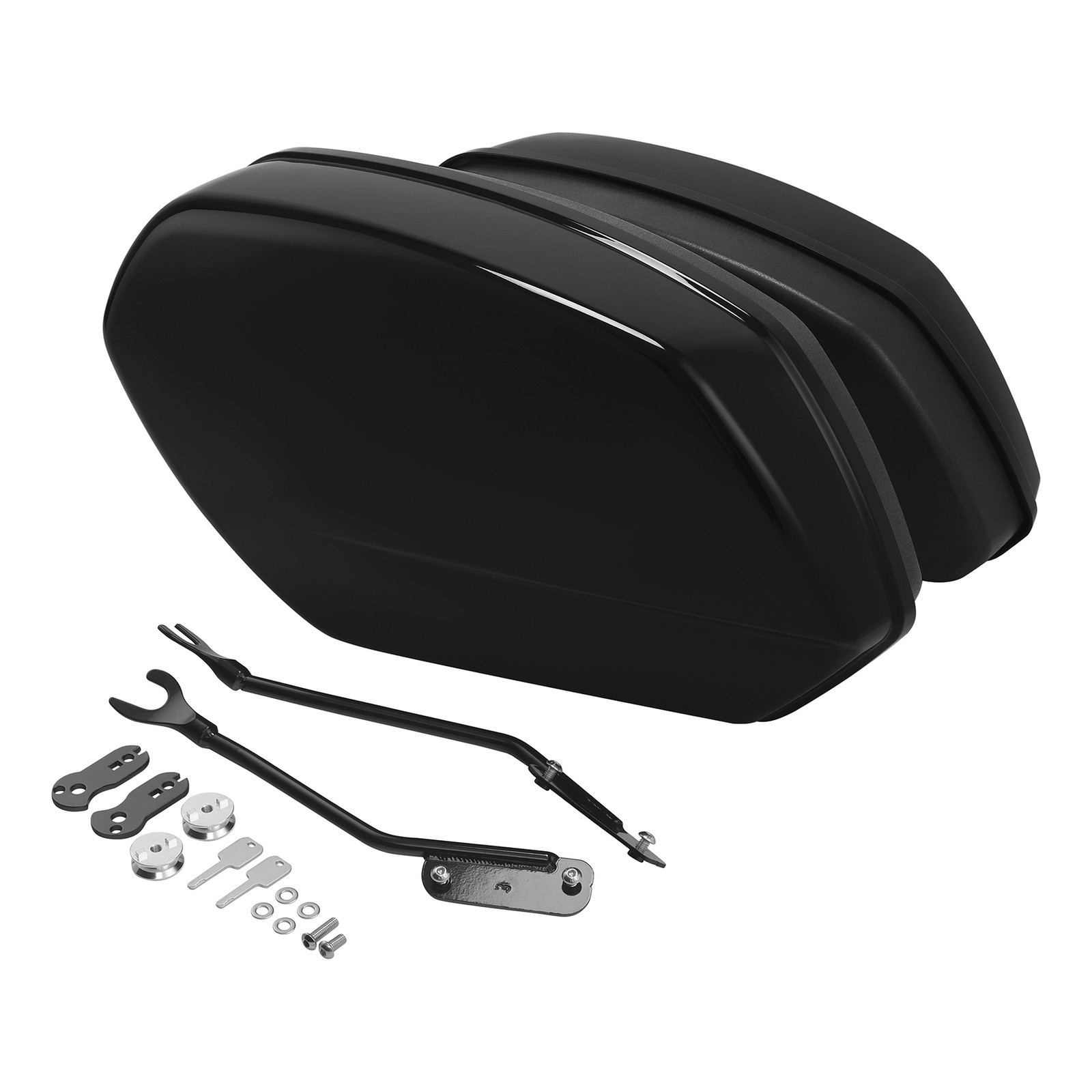 Vivid Black Hard Saddlebags SaddleBag For Harley Softail Fat Boy Breakout 18-24