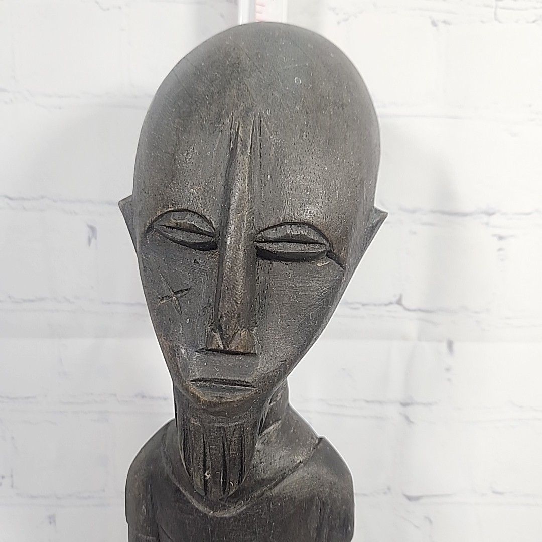 VTG Hand Carved Wooden African Male Ashante or Hemba Fertility Tribal Art 15.5in