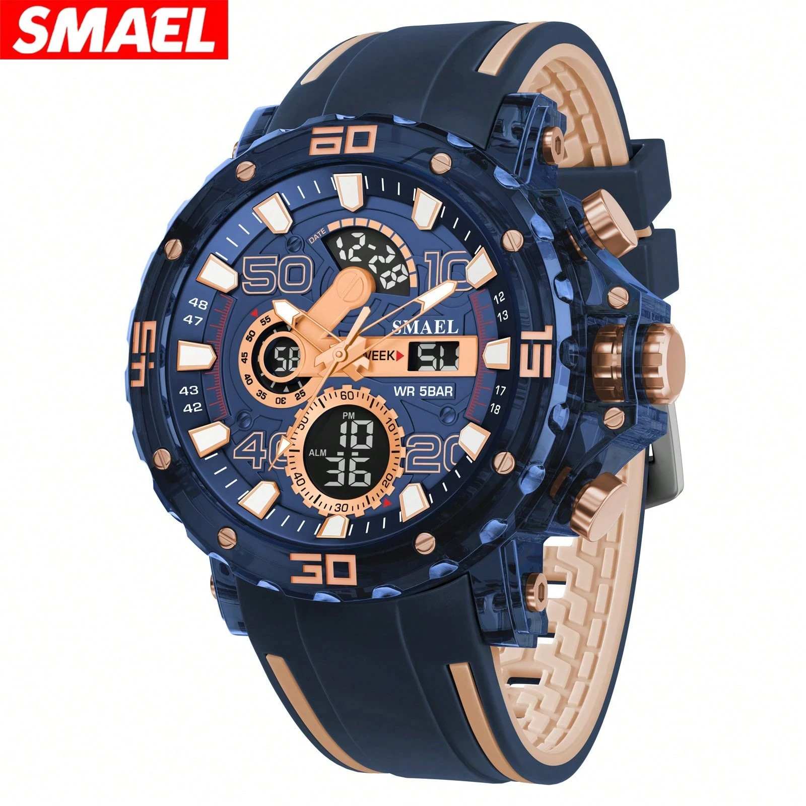 Reloj deportivo digital alarma elegante muñeca pantalla LED resistente al agua