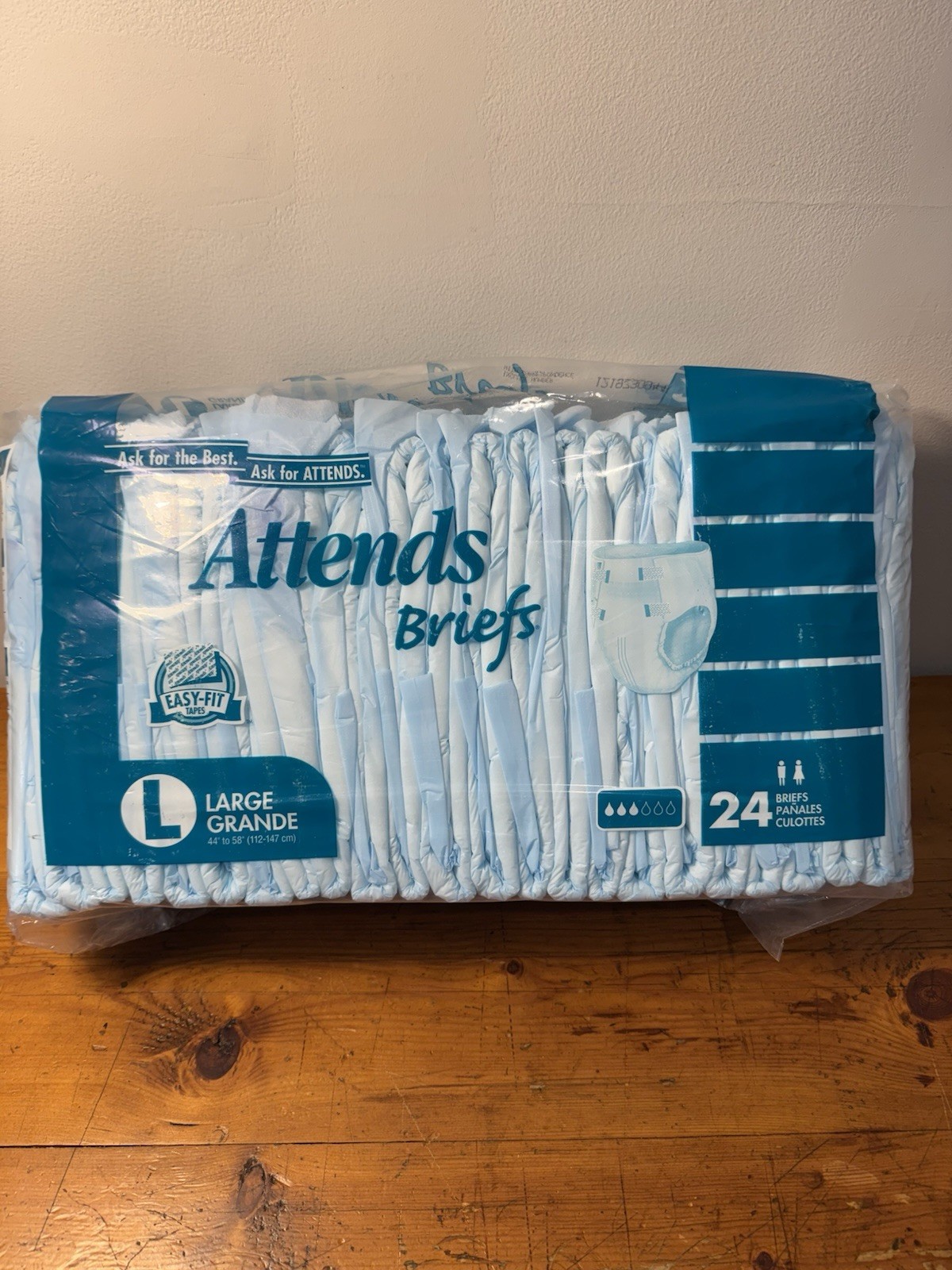 VTG Attends Briefs Adult Diapers 4 Easy Fit Tapes 24ct Large ~SEALED ~2007~RARE