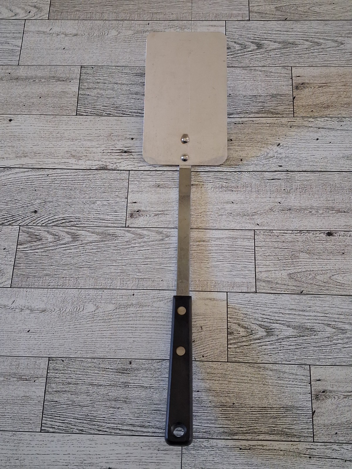 Vintage EKCO Forge Spatula Flipper Stainless Steel USA Black Wood Handle 13.5\
