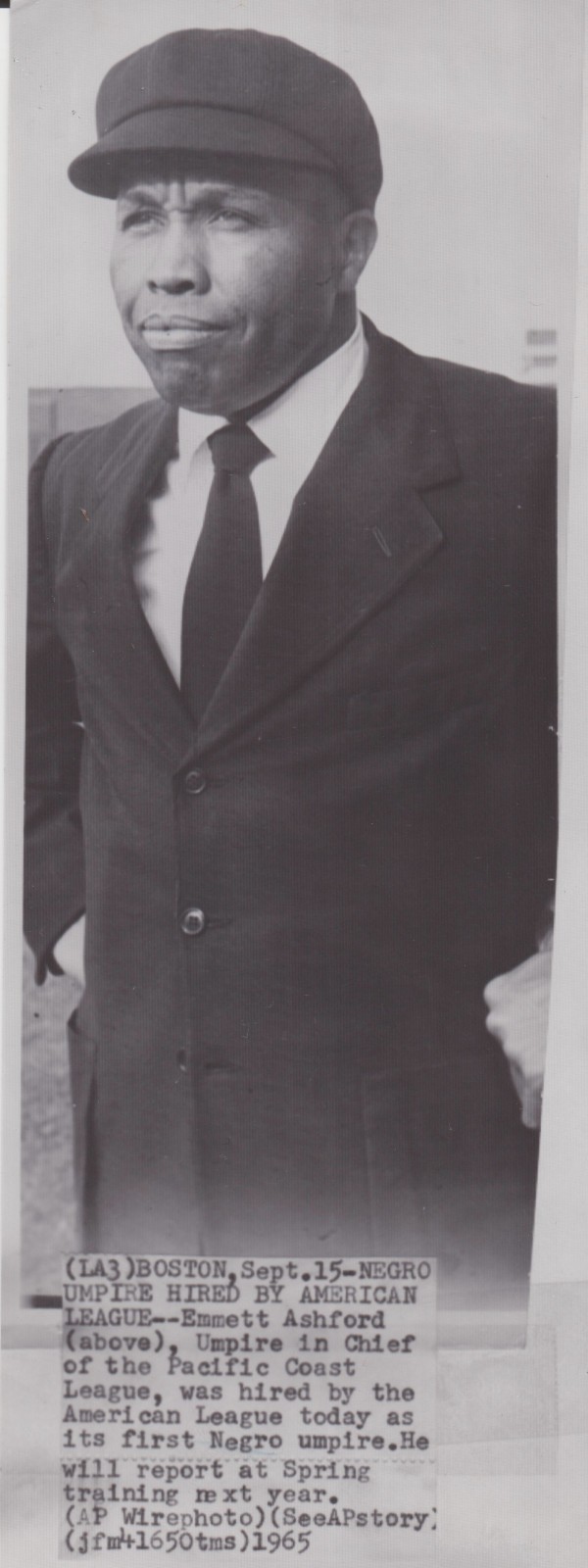 1965 Press Photo Emmett Ashford, Hired as First Negro Umpire in MLB Baseball