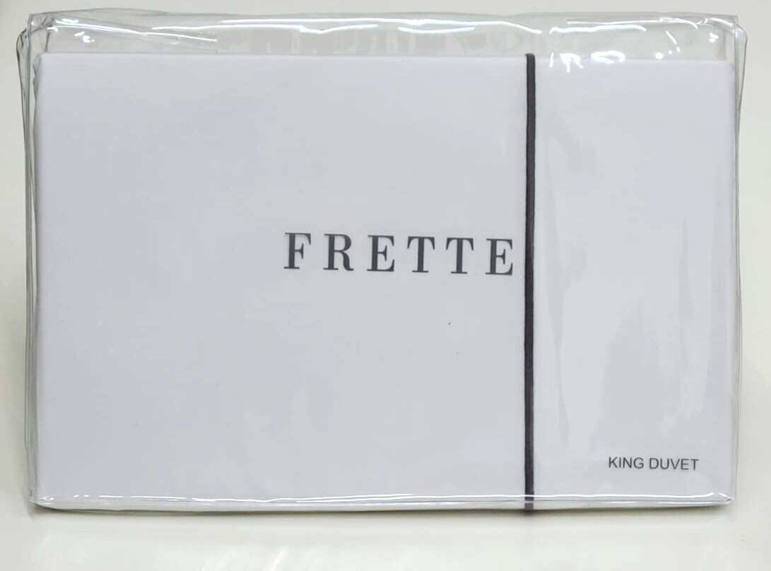 Frette One Bourdon King Duvet Cover White/Grey Cotton Percale