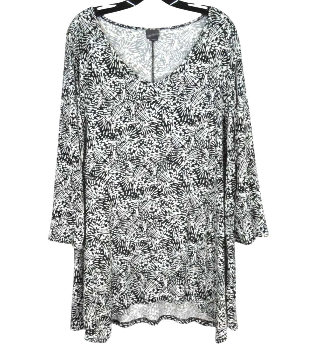 COVINGTON Black/White ABSTRACT PRINT Asymmetrical Hem BLOUSE/TUNIC TOP 3X