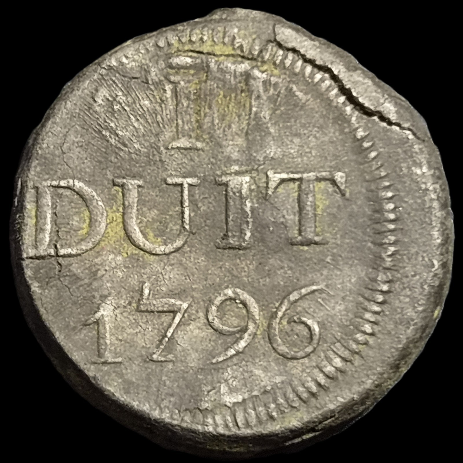 Netherlands East Indies VOC Indonesia Tin Duit 1796 XF Sharp Detail