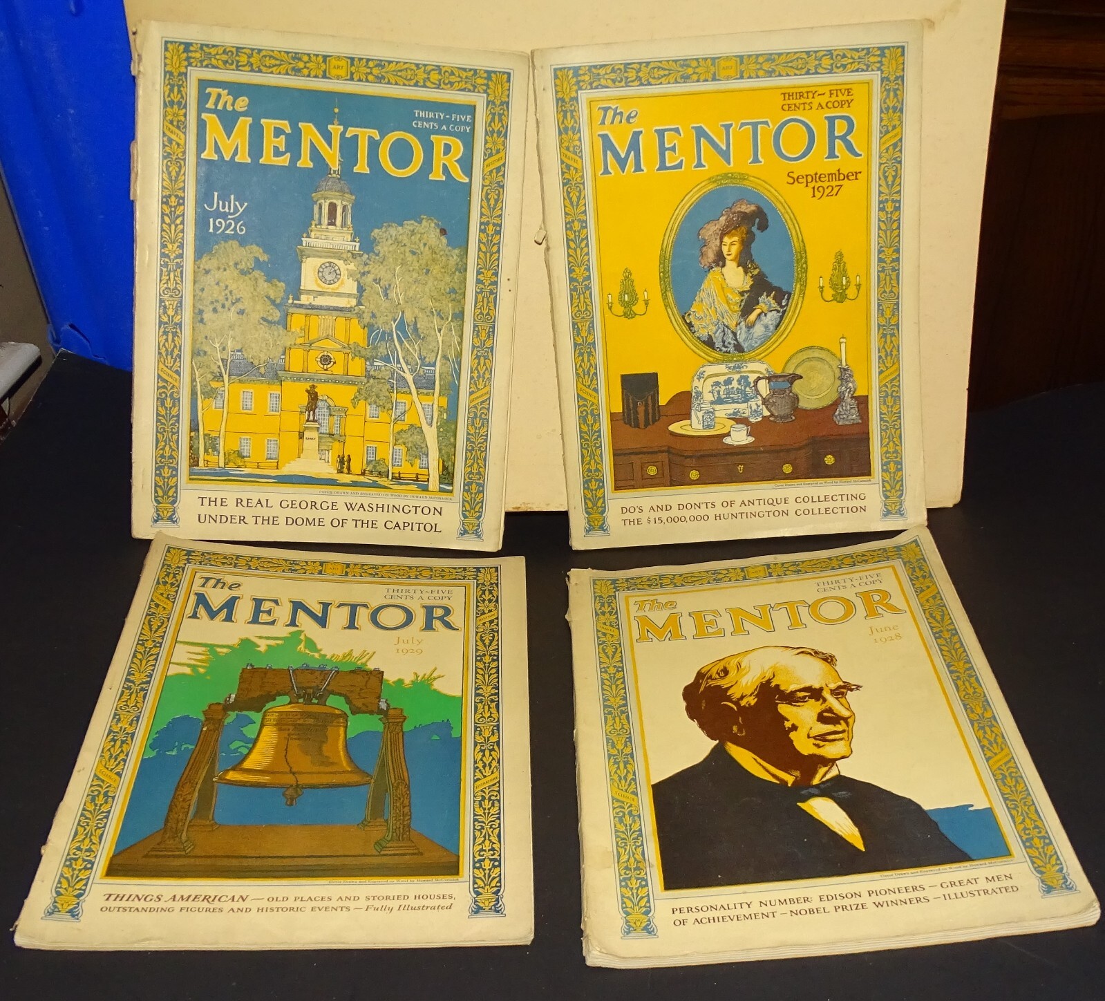 The Mentor 1926-1929 (4 issues) George Washington, Thomas Edison, Antiques, etc