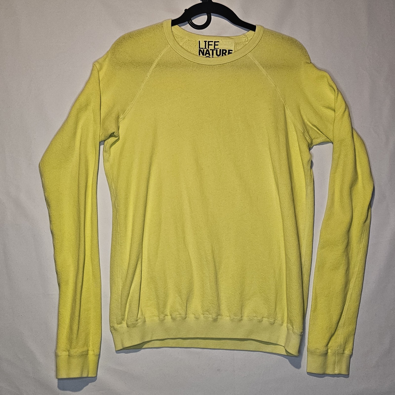 Free City Sweatshirt Womens Small Lucky Rabbits Raglan Crewneck Neon Yellow Free City Sweatshirt Womens Small Lucky Rabbits Raglan Crewneck Neon Yellow