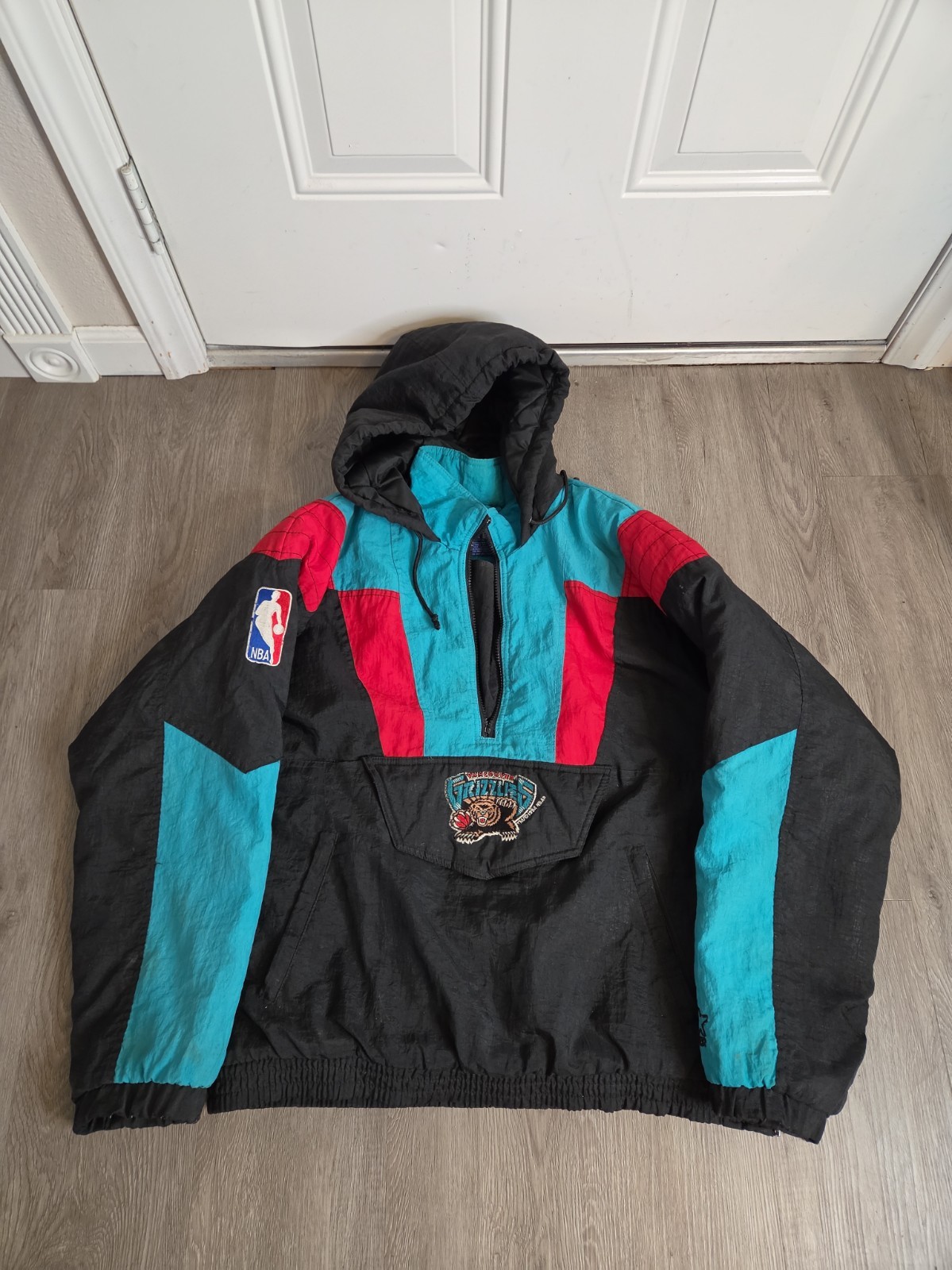 Vtg Rare NBA Vancouver Grizzlies Starter Pull Over Puffer Jacket Mens Medium