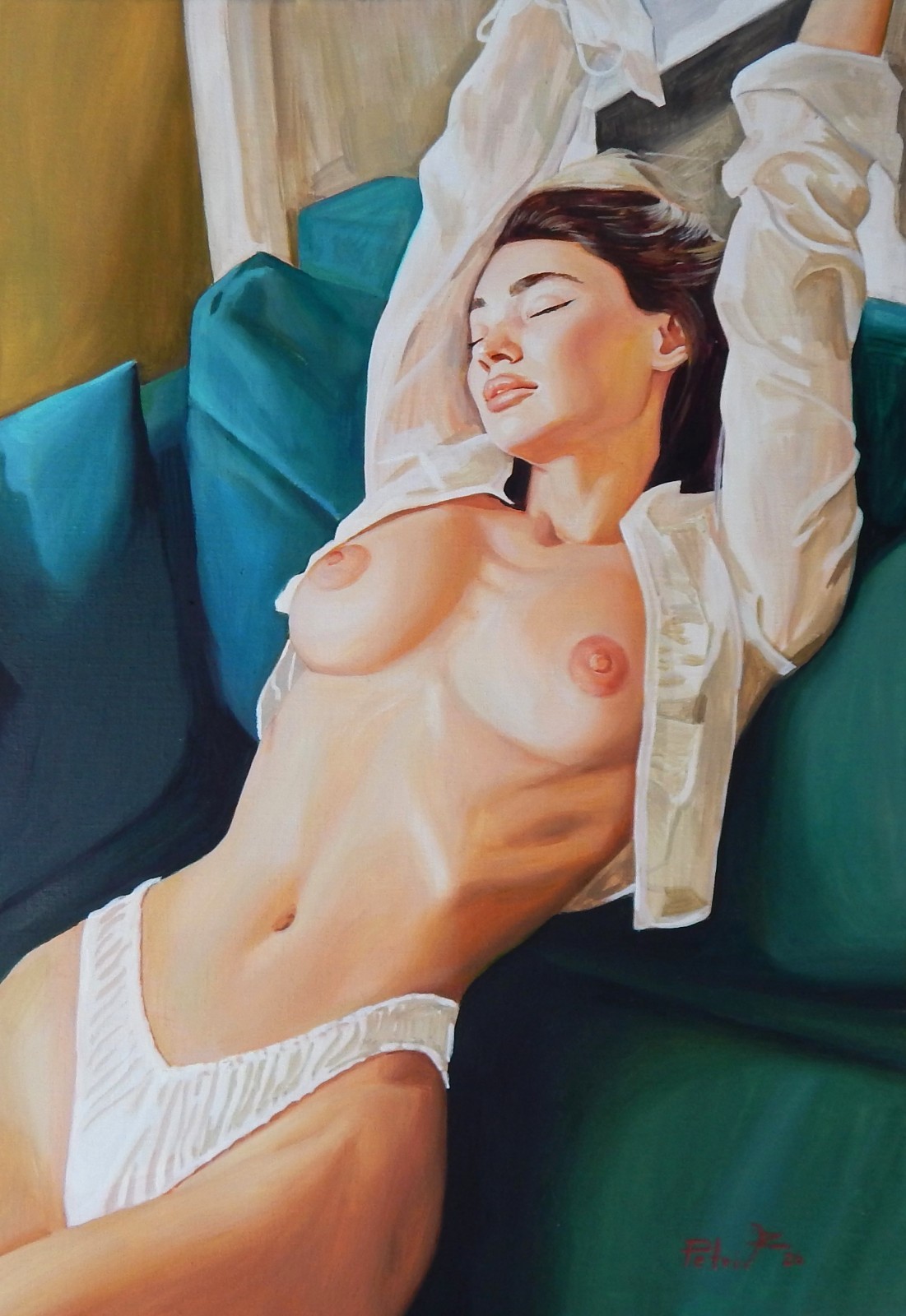 Original Oil Painting on Canvas 14x20in/35x50cm Female Nude Signed 2026