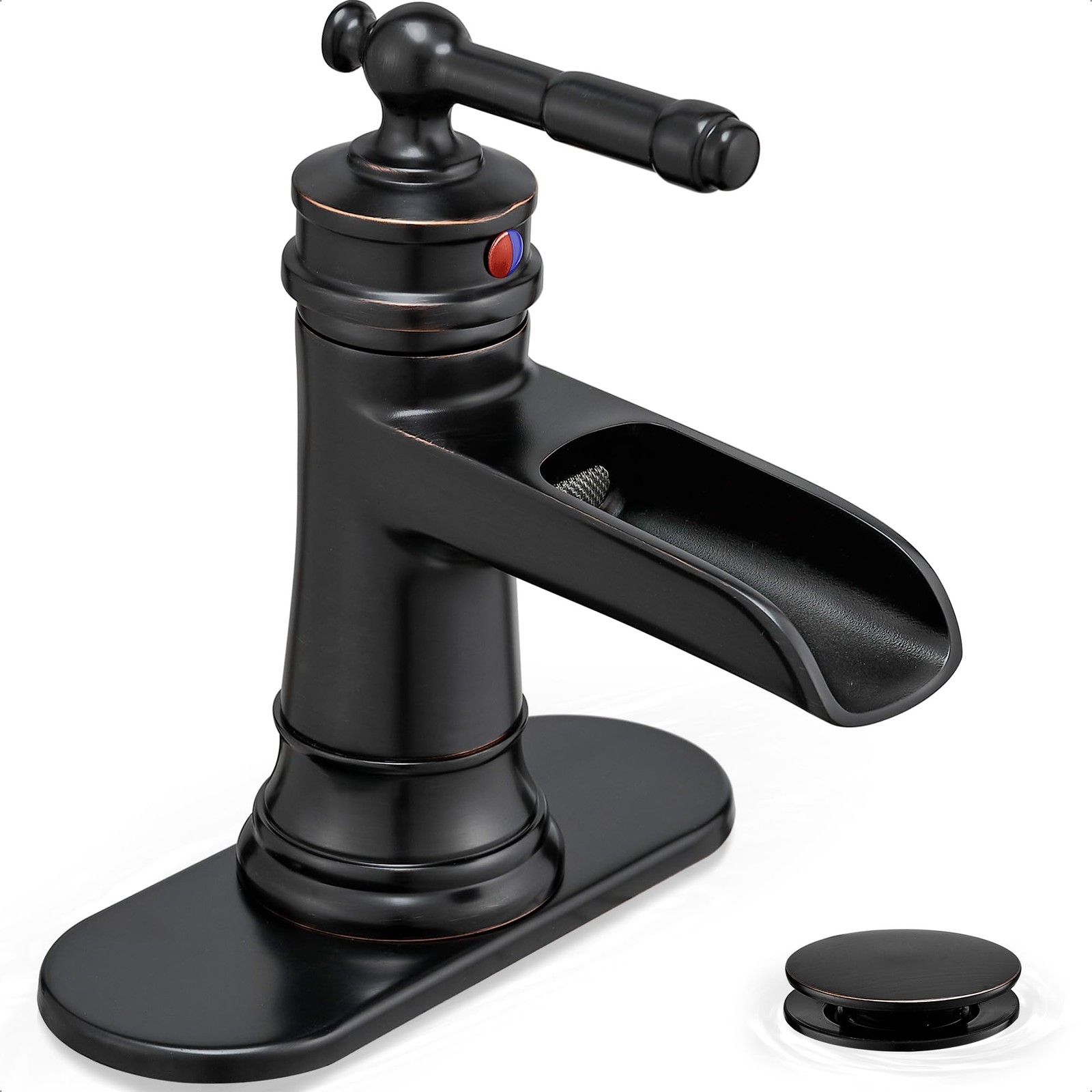 HOIGY Waterfall Faucet Oil Rubbed Bronze Single Handle 1 Hole Bathroom Sink