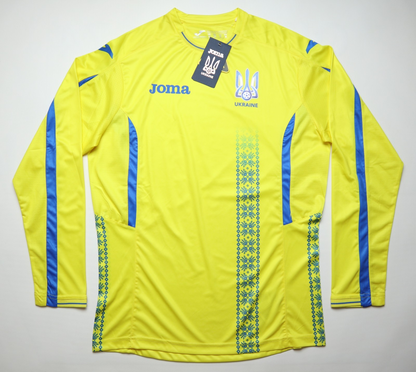 BNWT UKRAINE 2017/2018 HOME LONG SLEEVE FOOTBALL SHIRT KIT JERSEY NEW JOMA MEN M