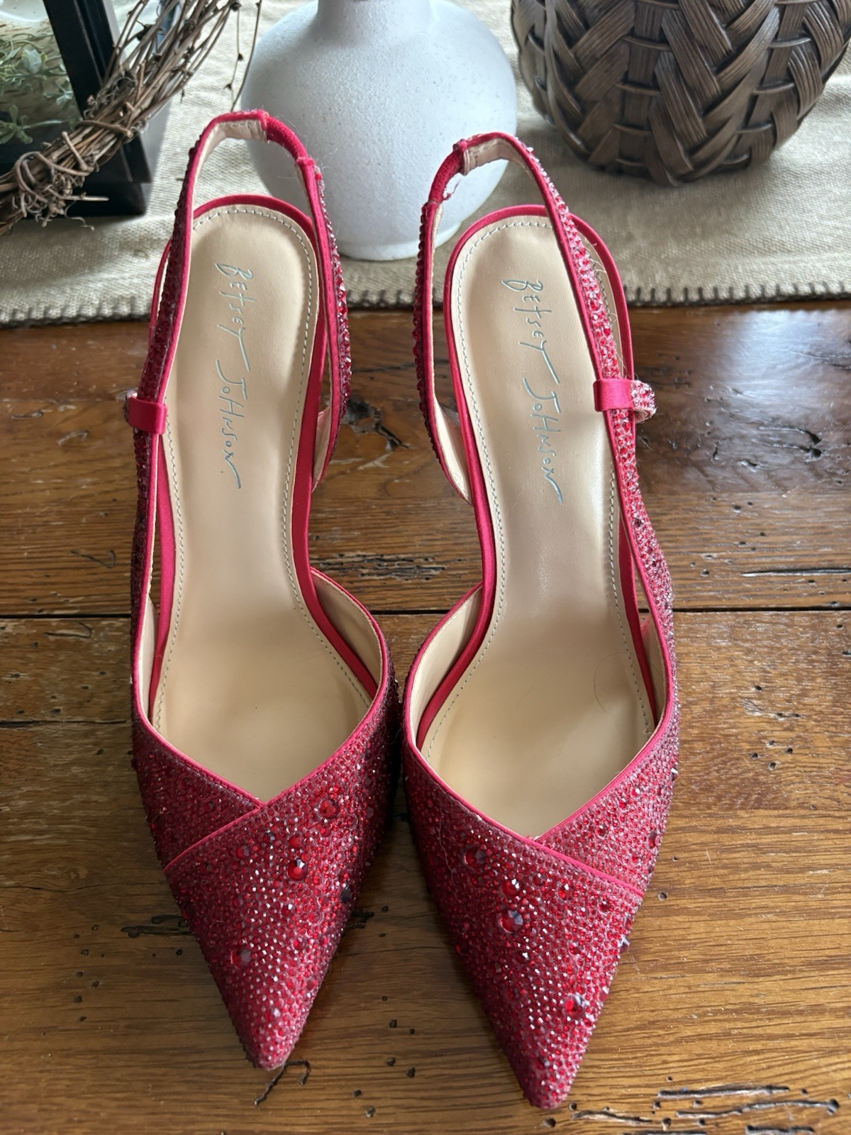 Betsey Johnson Red Sparkle Beaded Heels Betsey Johnson Red Sparkle Beaded Heels