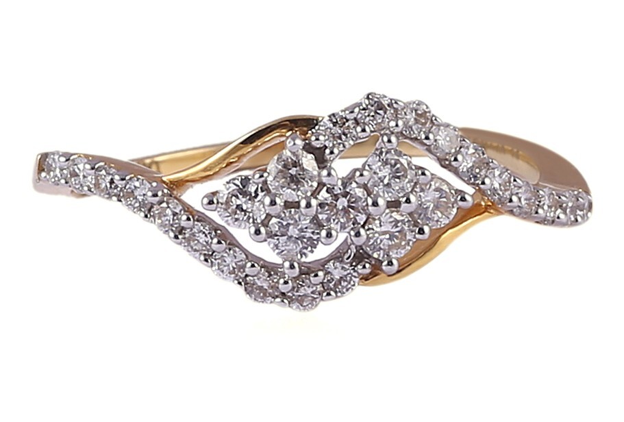 0.38 Cts Round Brilliant Natural Diamonds Women Engagement Ring 18K Yellow Gold