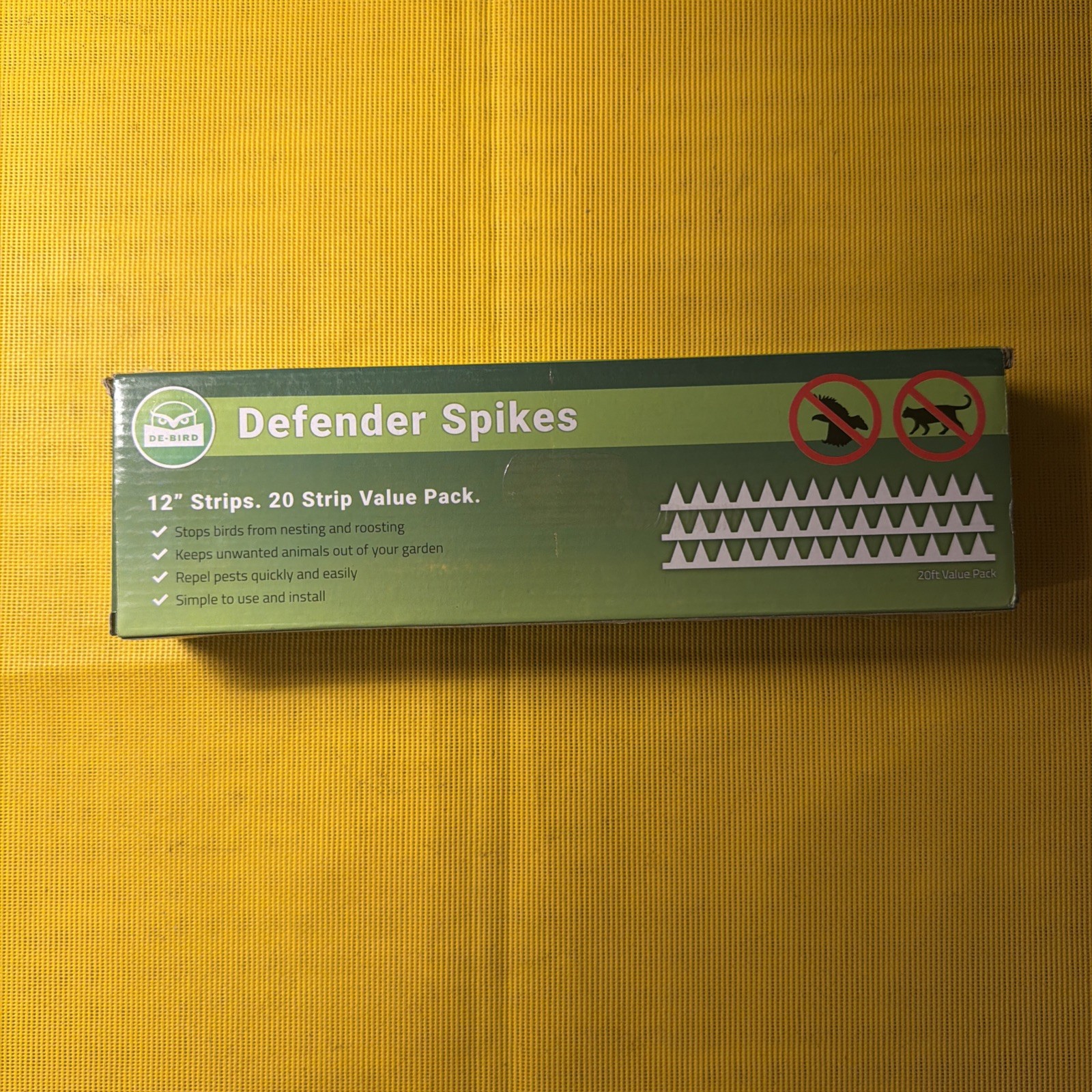De-Bird Defender Spikes: Stops Birds Etc 12” Strips 20 Strip Value Pack NEW