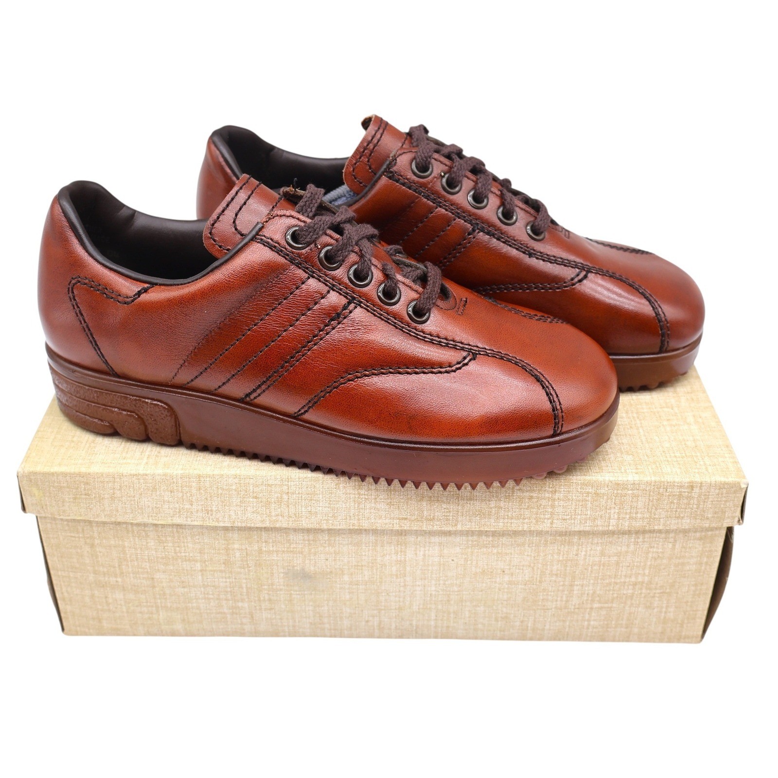 James Pepper Oxford Sneakers Mens 5 D Vintage Brown Leather Made in USA 44054