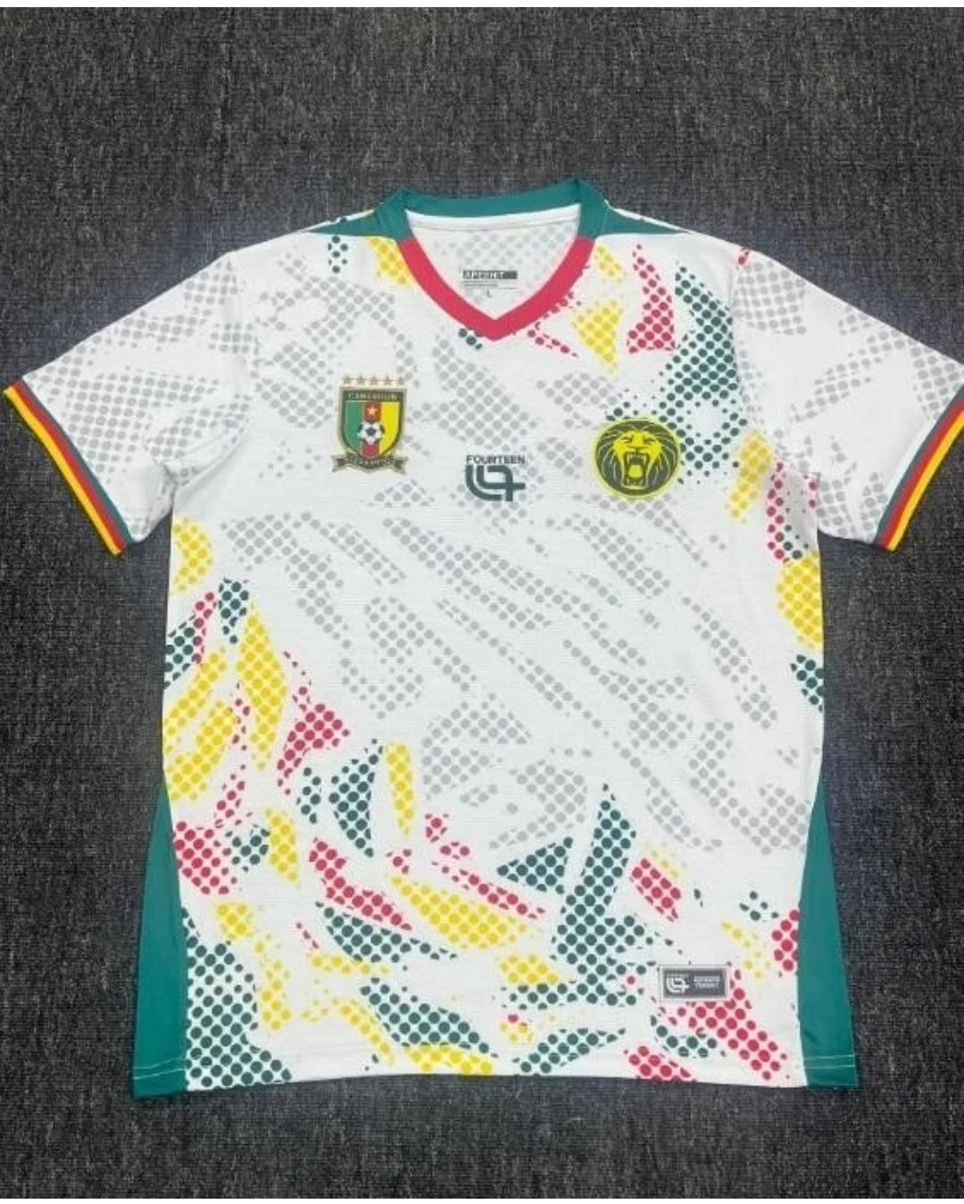 Fourteen Cameroon Soccer Jersey Multicolor White  Men\'s Fan Shirt