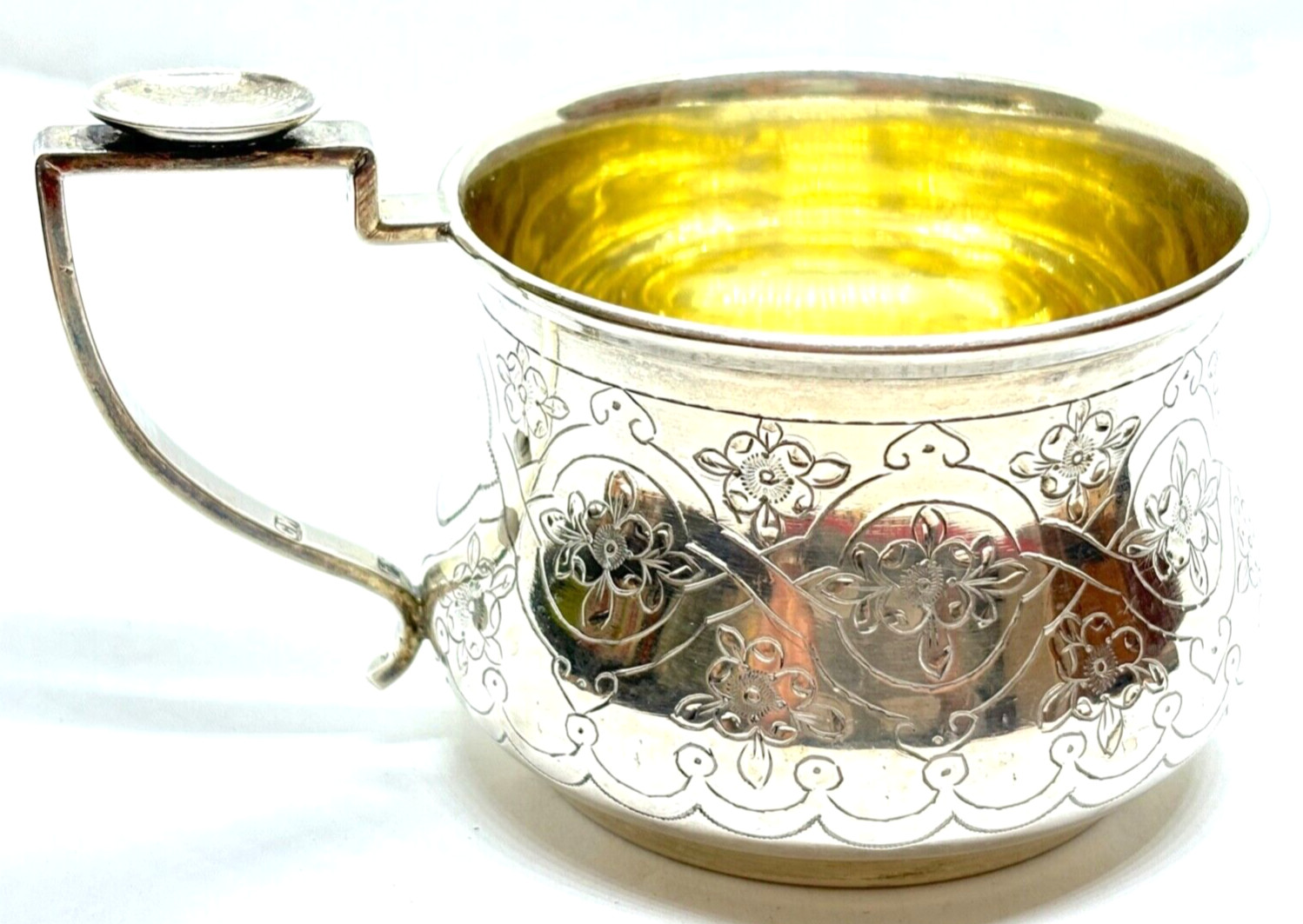 Antique 1877 Russian Silver Glass Holder Veniamin Vasilyevich Savinsky 109 Grams