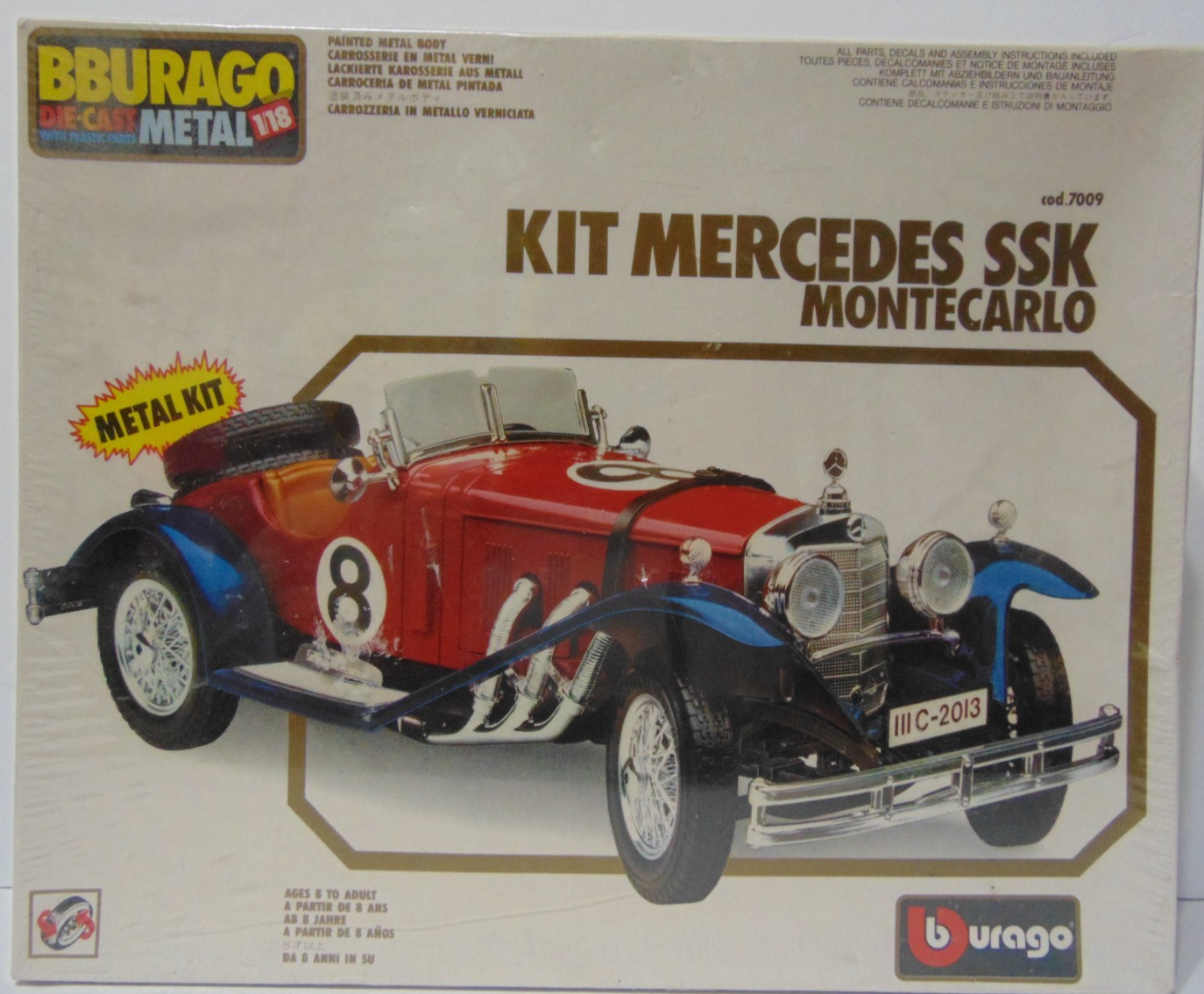BBURAGO Die-Cast Metal 1/18 KIT MERCEDES SSK Montecarlo Model NEW Sealed