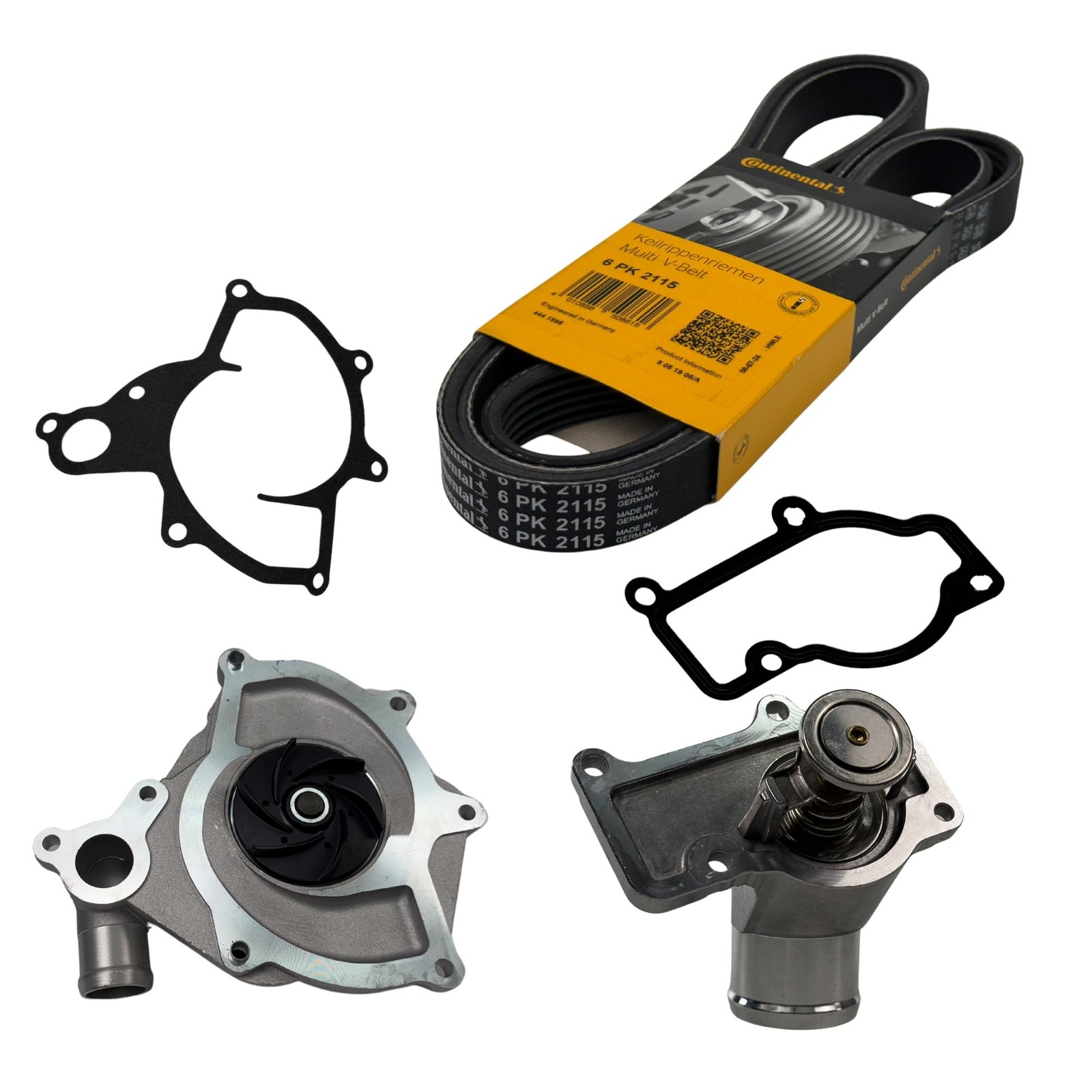 Coolant Thermostat + Water Pump + Gaskets + Belt compatible with Porsche 911 ...