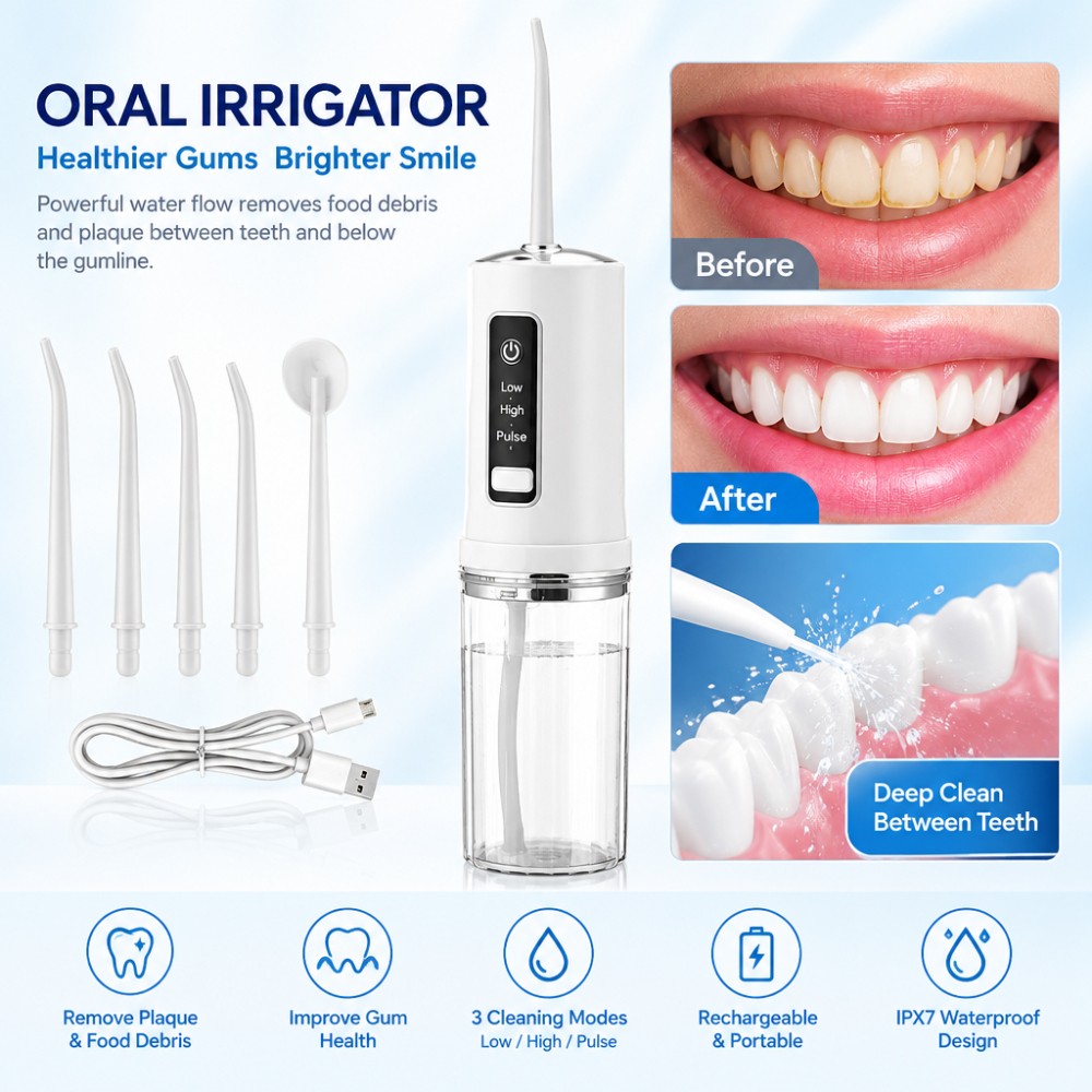 New Cordless Water Flosser Dental Oral Irrigator Travel Teeth Cleaner Floss Pick