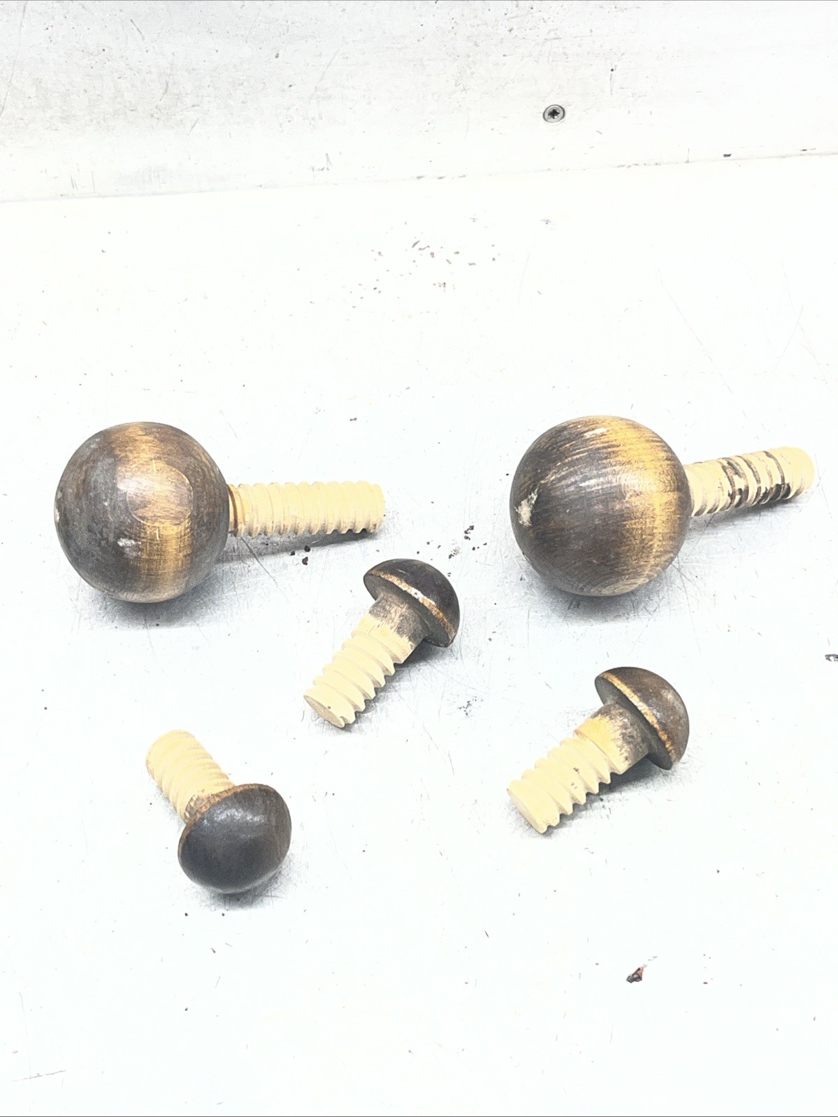 5 Antique Finials Mixed Sizes Pins Wood Dowels Reclaimed Salvage